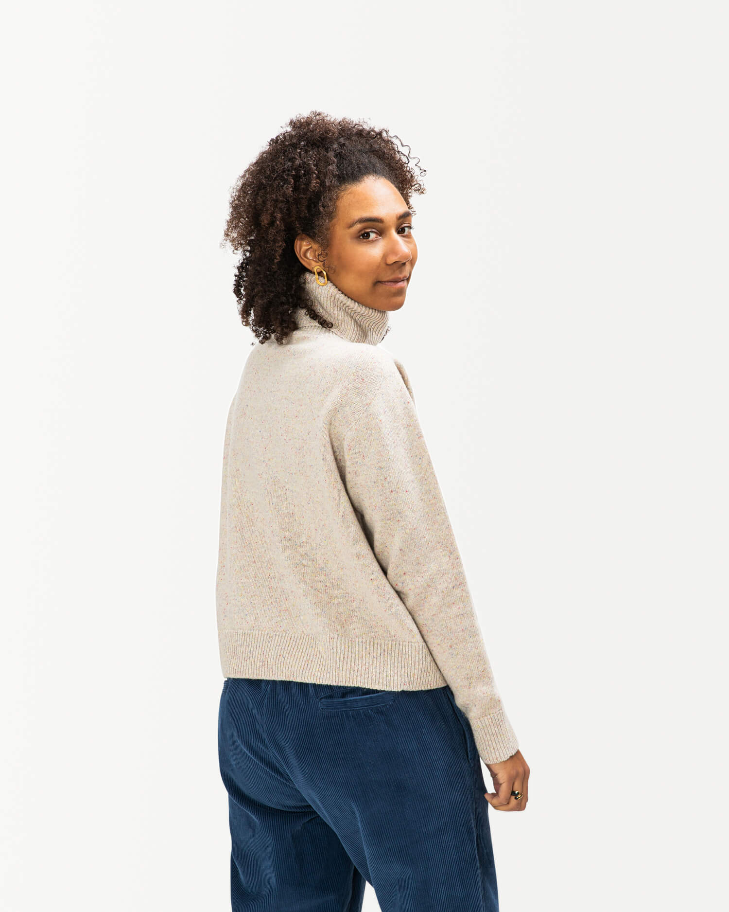 Beige wool & silk turtleneck sweater by Matona