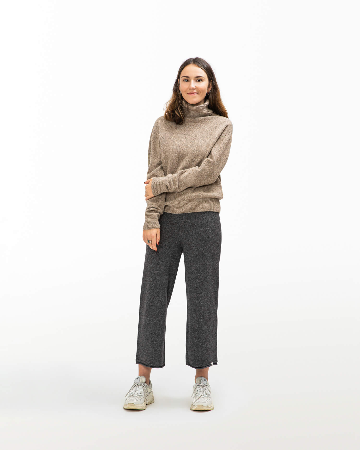 Brown wool & silk turtleneck sweater by Matona
