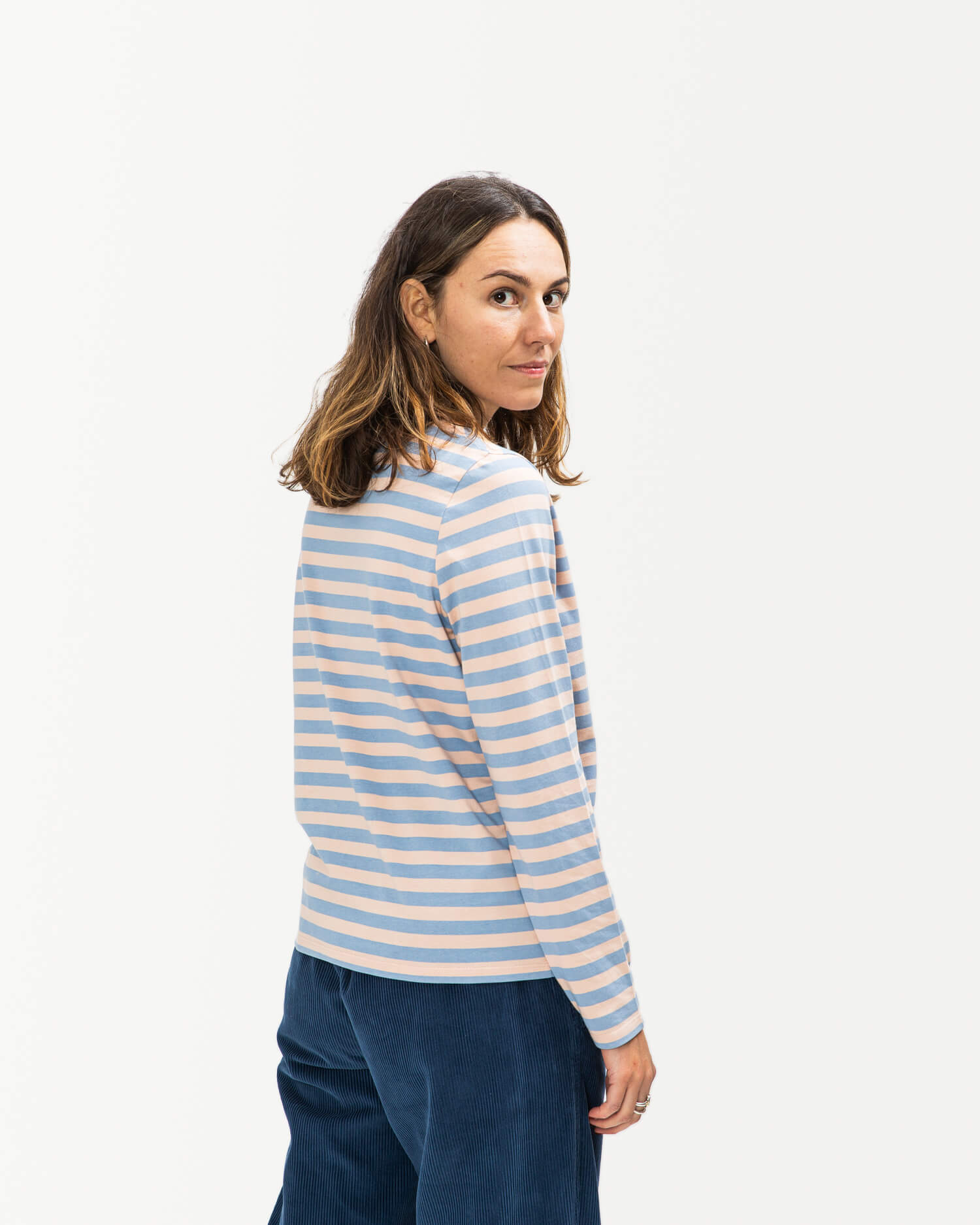 Blau gestreiftes Langarmshirt aus 100% Bio-Baumwolle von Matona