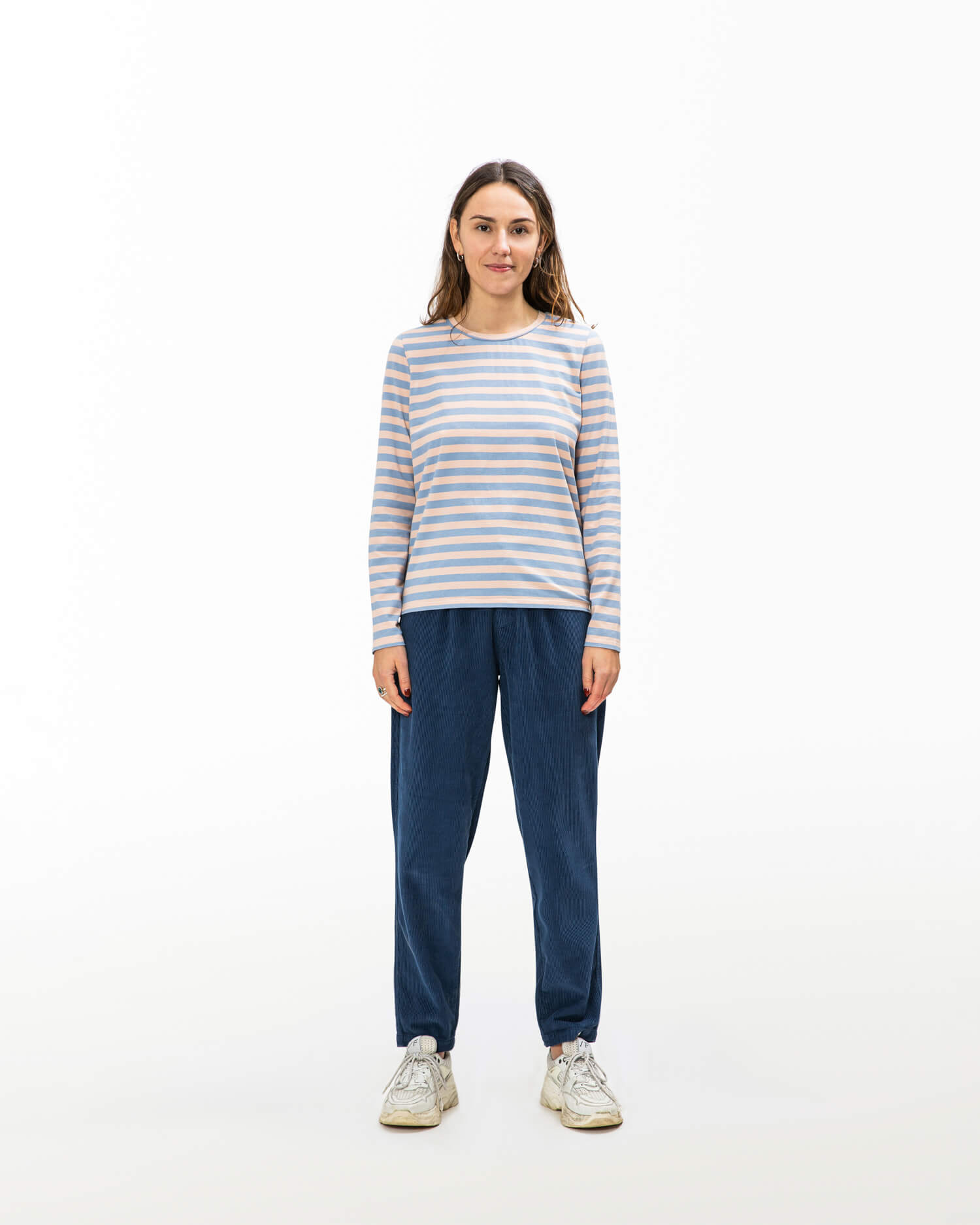 Blau gestreiftes Langarmshirt aus 100% Bio-Baumwolle von Matona