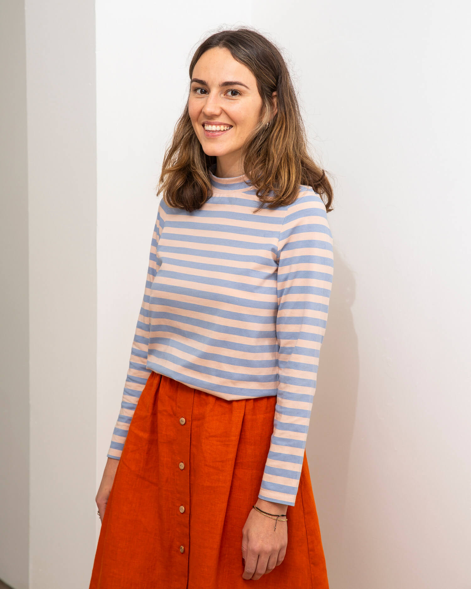 Striped long-sleeved shirt made of organic cotton mix by Matona