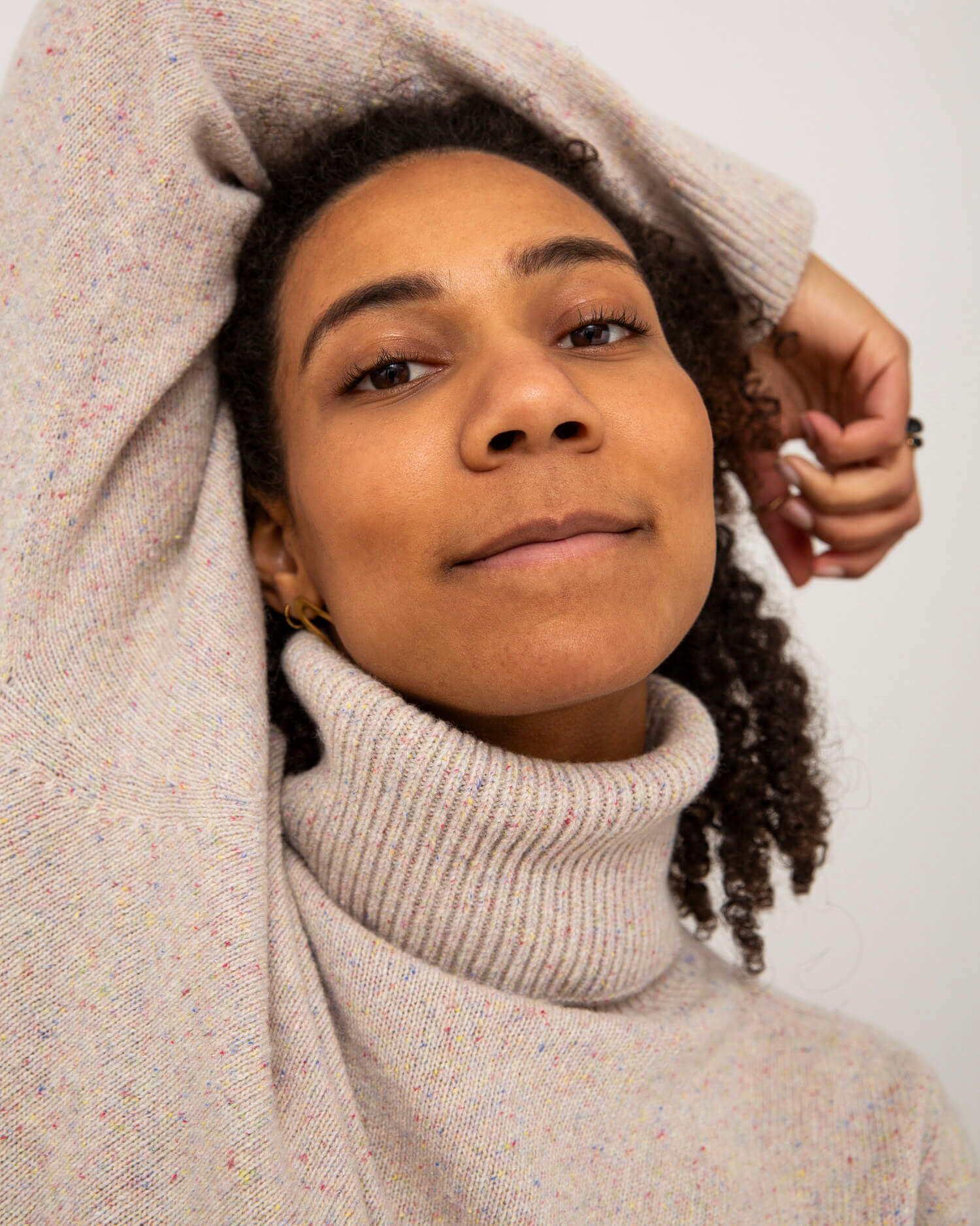 Beige wool & silk turtleneck sweater by Matona