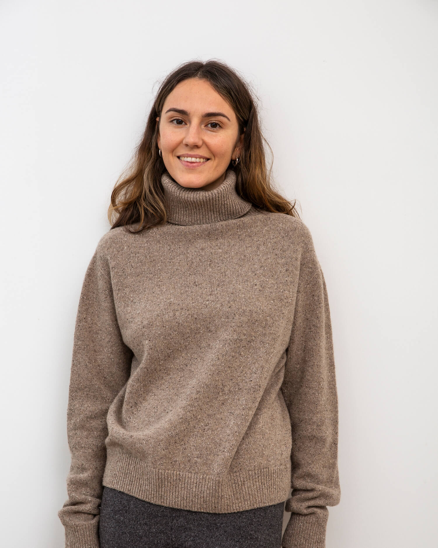 Brown wool & silk turtleneck sweater by Matona