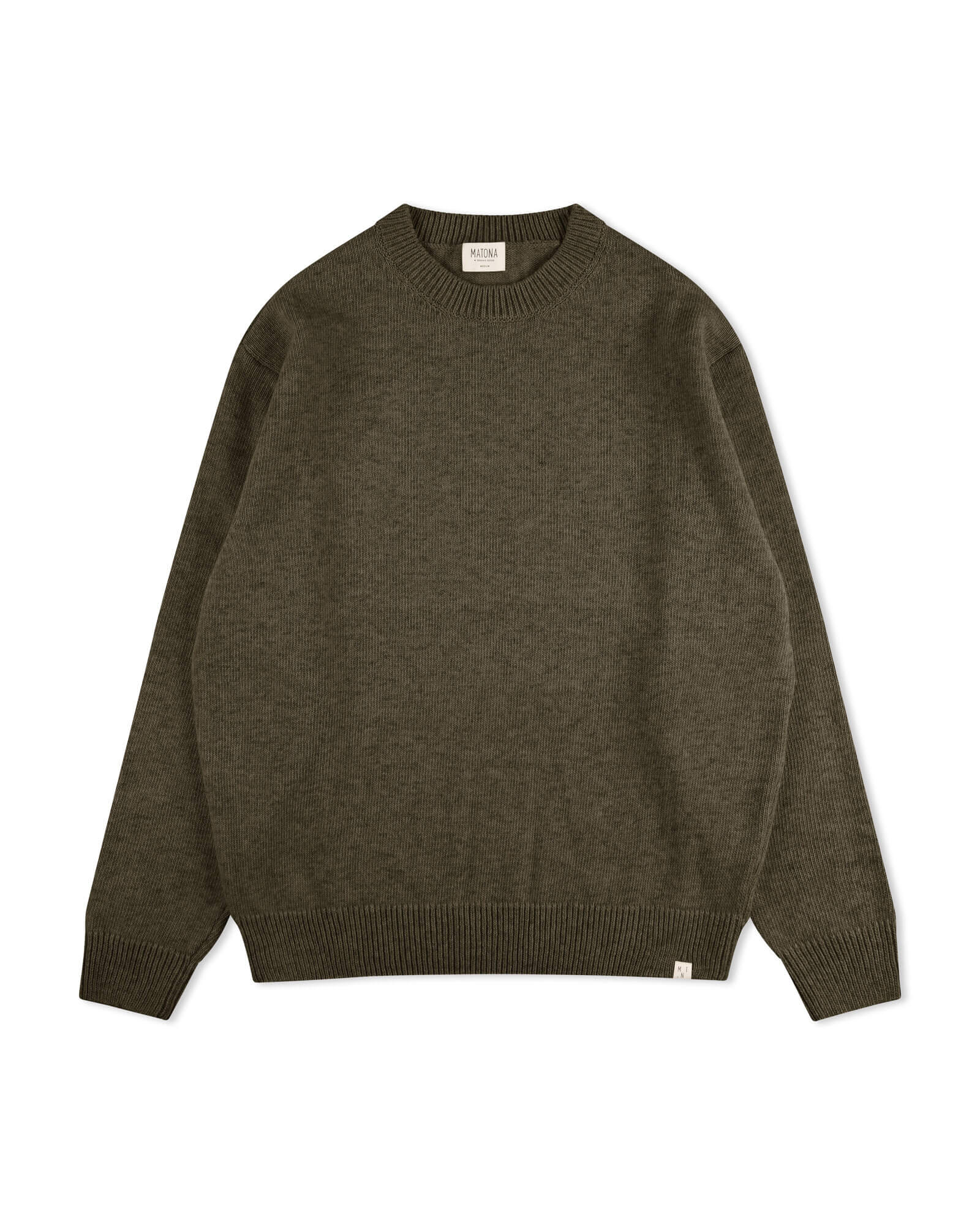 Grüner Strick-Sweater olive aus Bio-Wolle von Matona