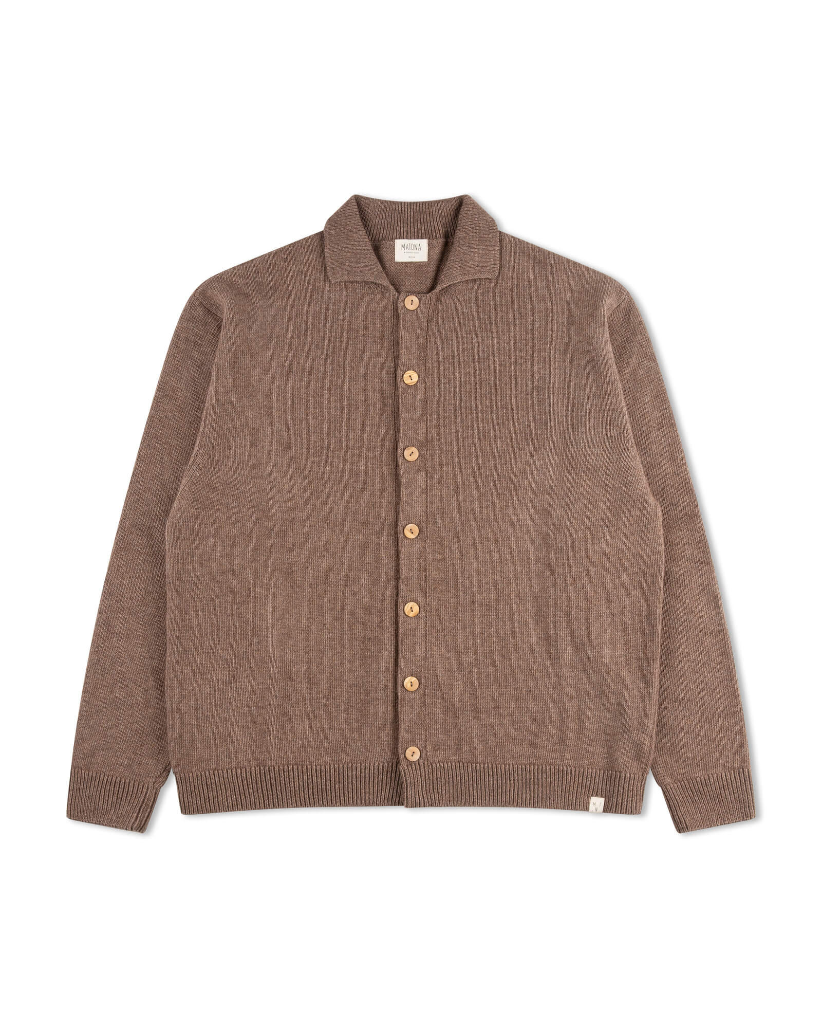 Braune Strickjacke sepia aus 100% Bio-Wolle von Matona