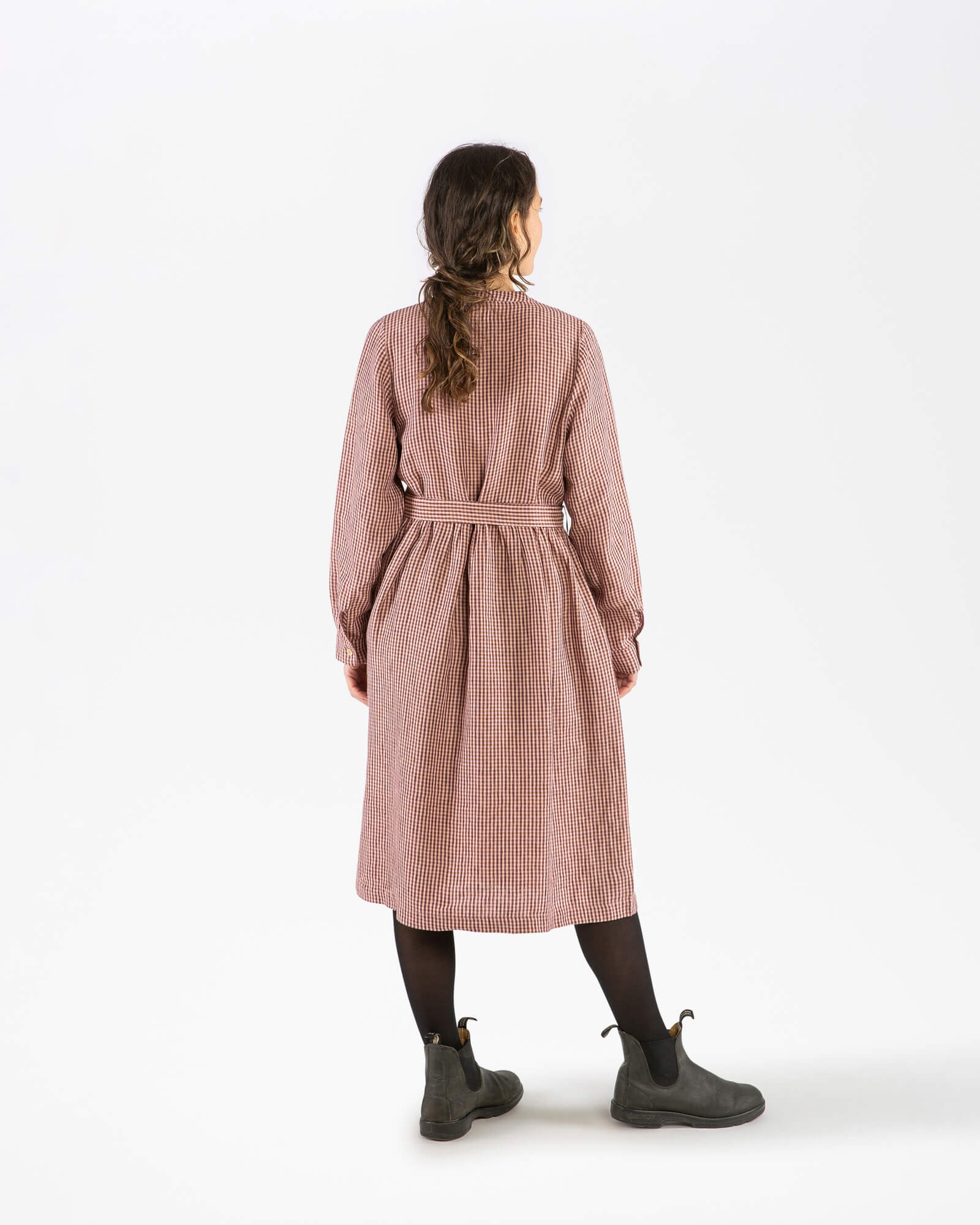 Kariertes Kleid heather aus 100% Leinen von Matona