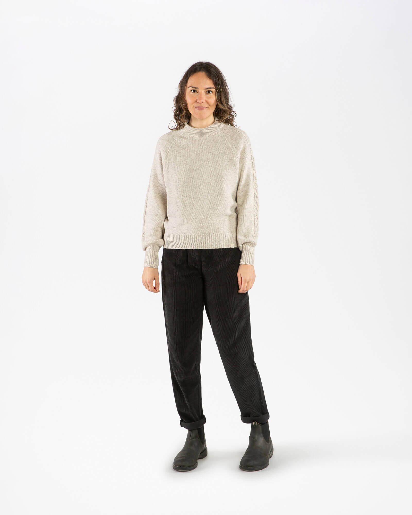 Beiger Strickpullover salt aus Bio-Wolle von Matona