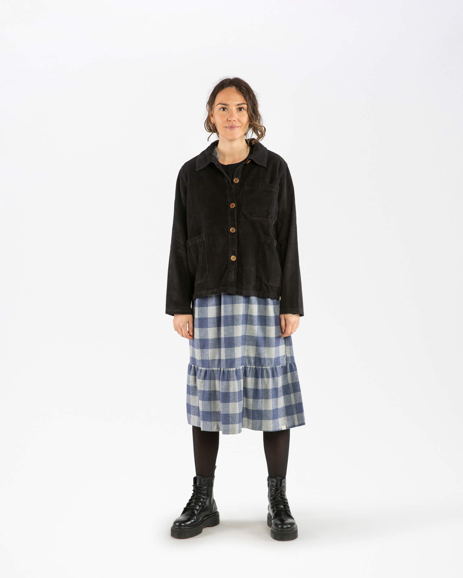 Schwarze Kordjacke aus 100% Bio-Baumwolle von Matona