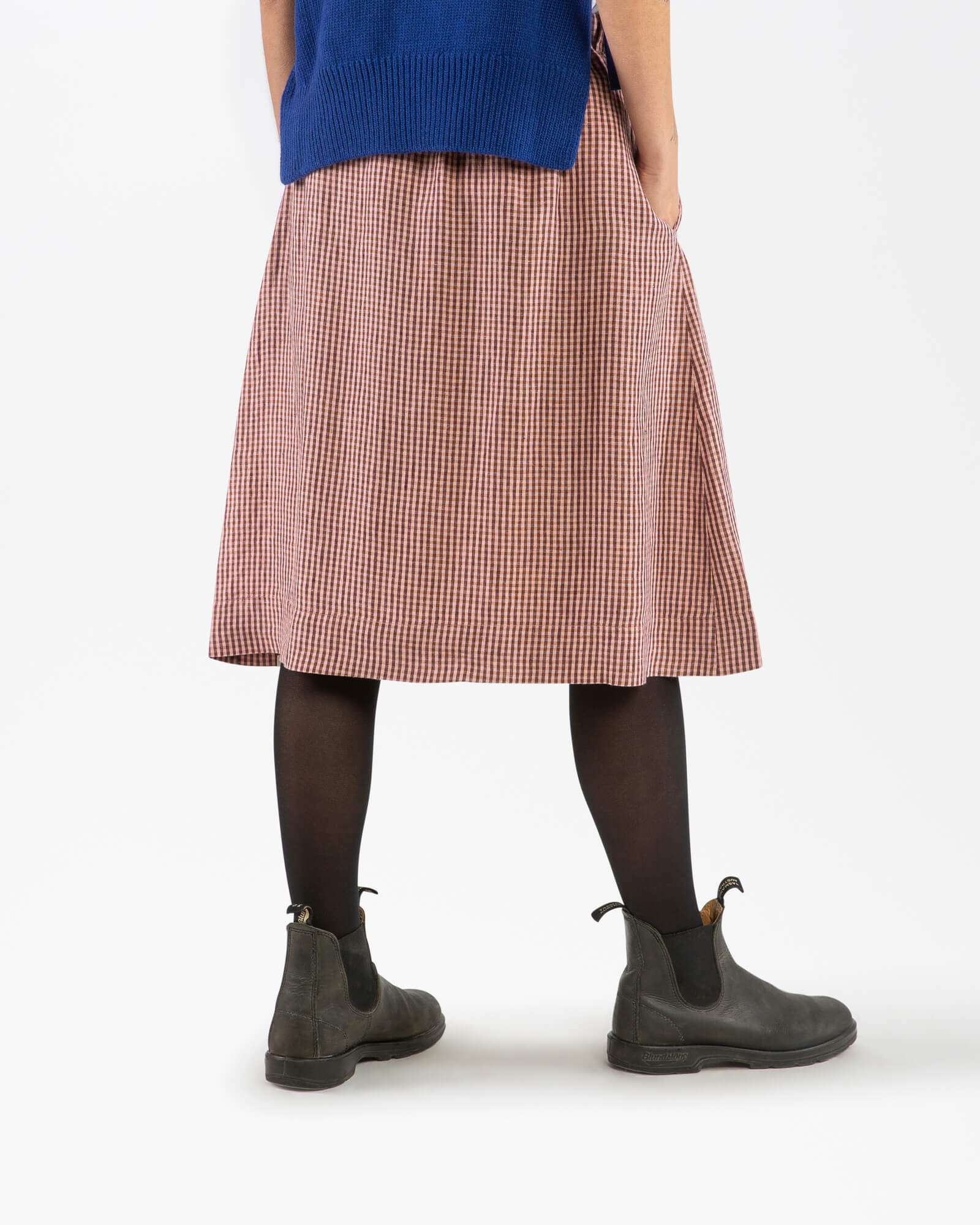 Karierter Midi-Rock heather aus 100% Leinen von Matona