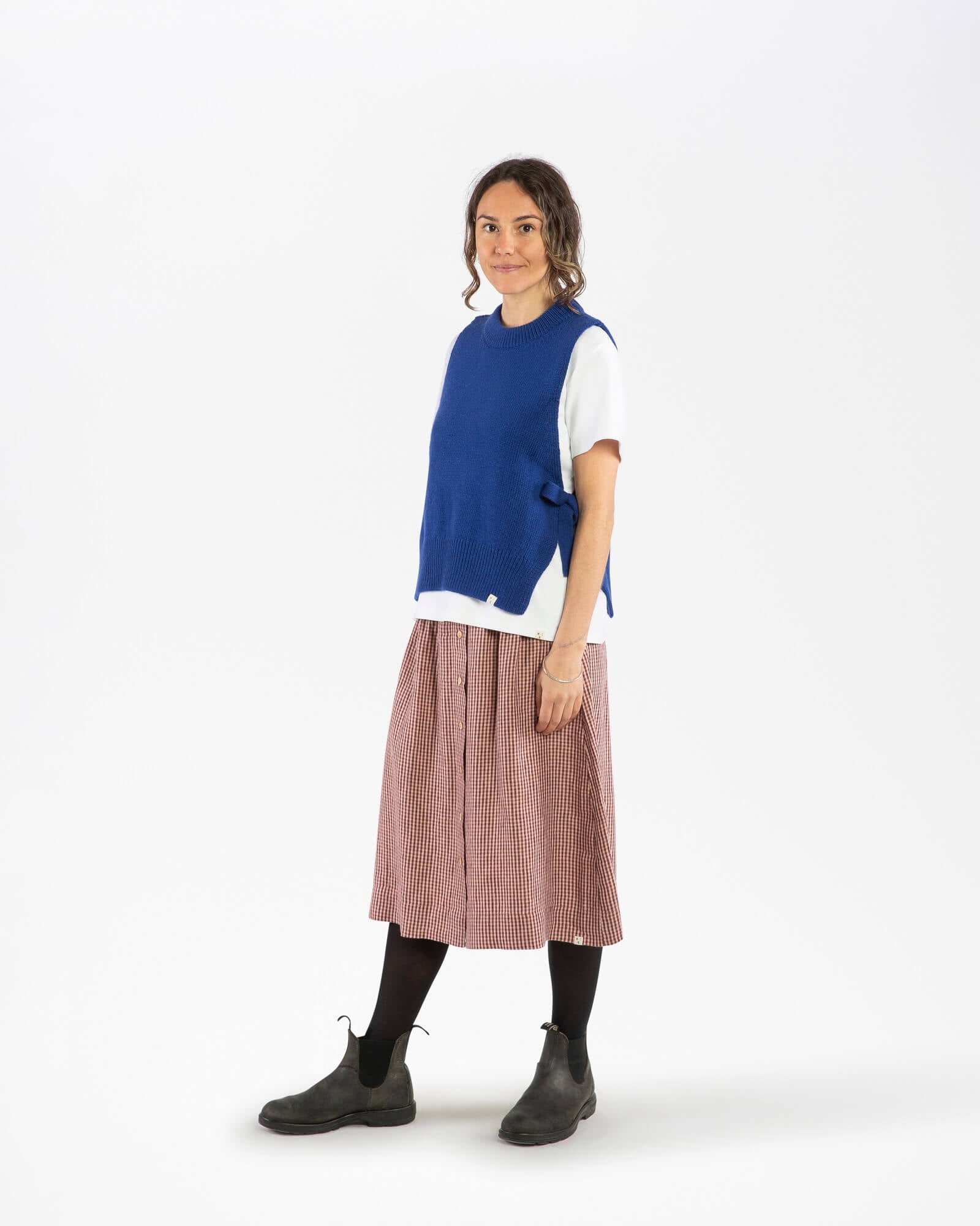 Karierter Midi-Rock heather aus 100% Leinen von Matona