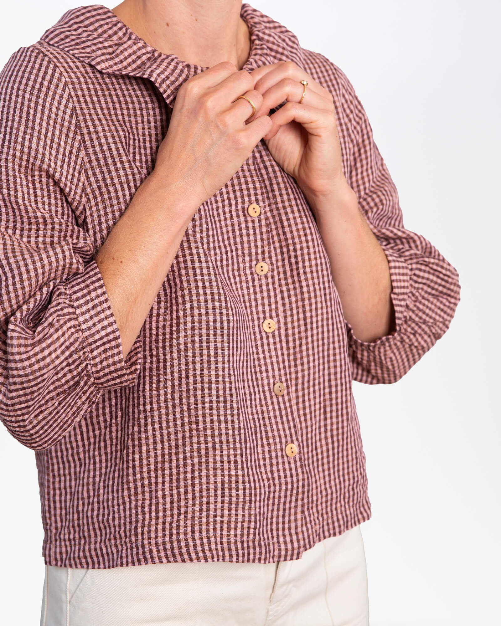 Karierte Bluse heather aus 100% Leinen von Matona