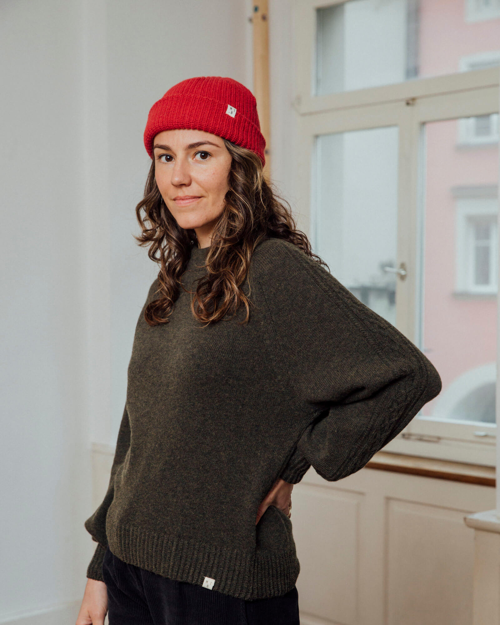 Grüner Strickpullover olive aus Bio-Baumwolle von Matona