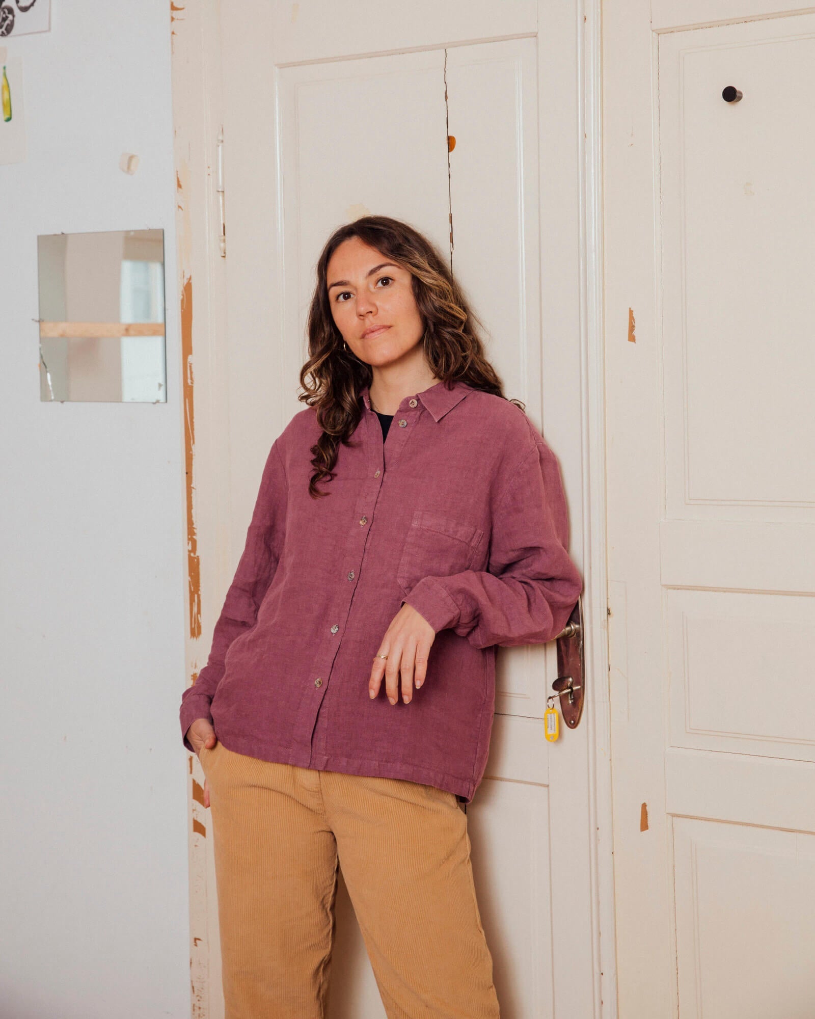 Pinke Bluse blackberry aus 100% Leinen von Matona