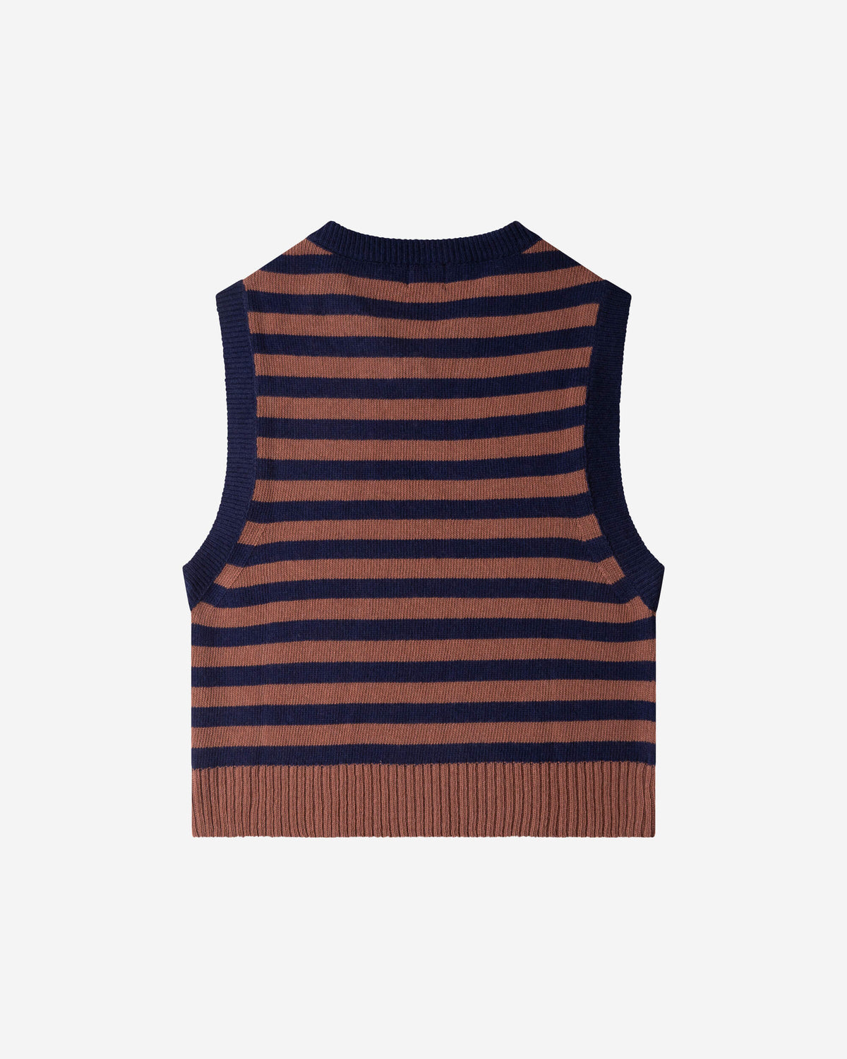 Gestreifter Navy Pullunder V-Neck aus Bio-Wolle von Matona
