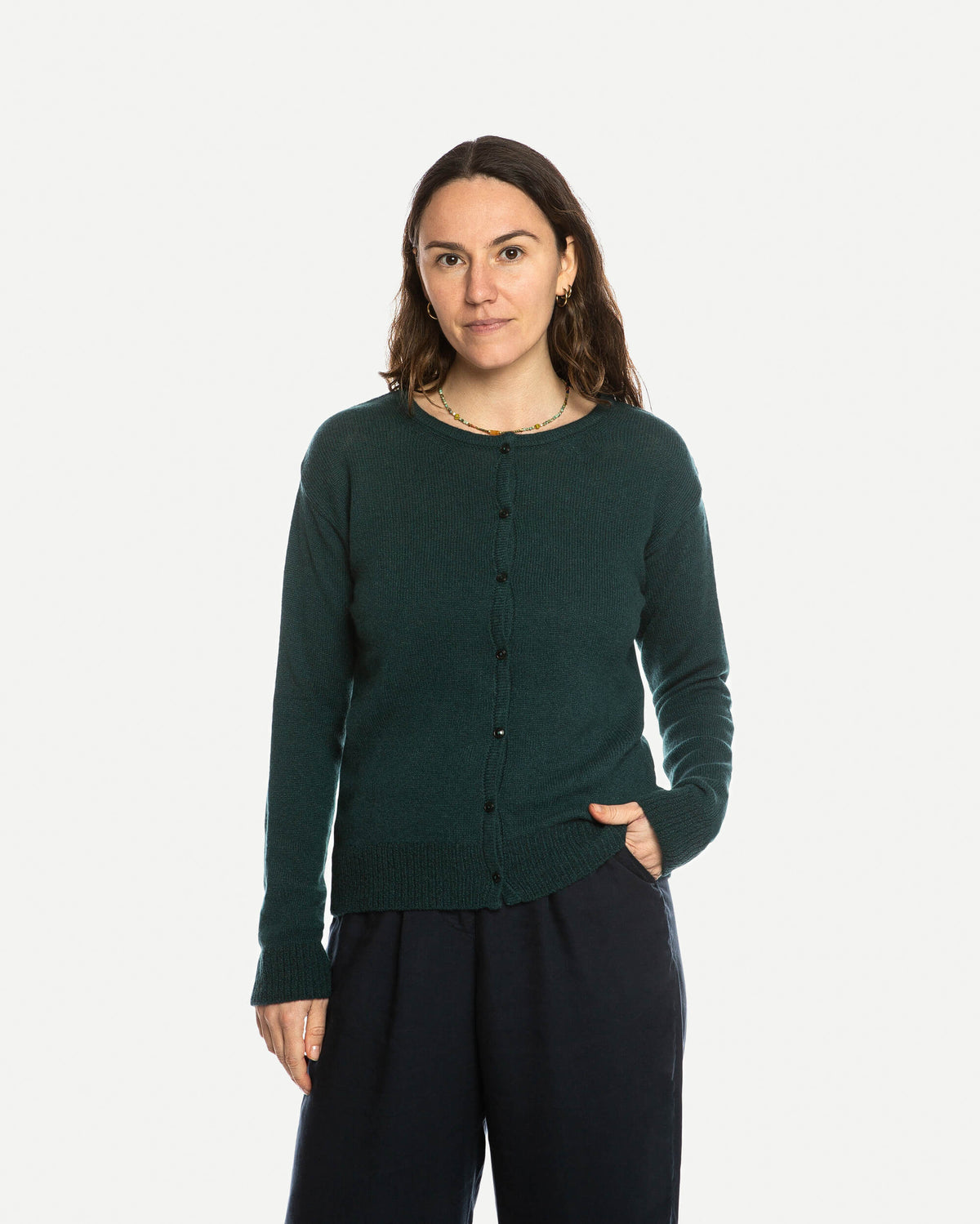 Dunkelgrüner Cardigan aus 100% Kashmir von Matona