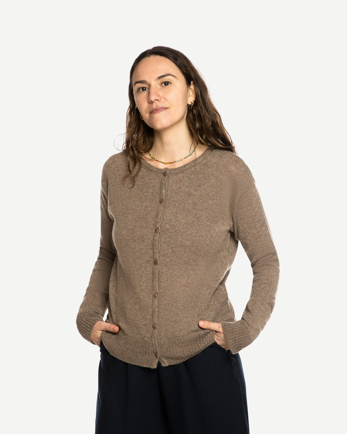 Brauner Cardigan aus 100% Kashmir von Matona