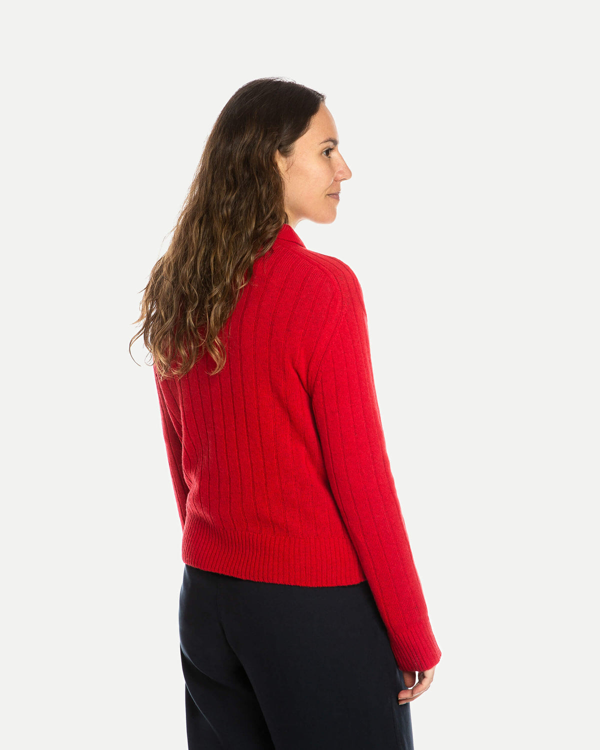 Rote Strickjacke collared aus 100% Bio-Merinowolle von Matona
