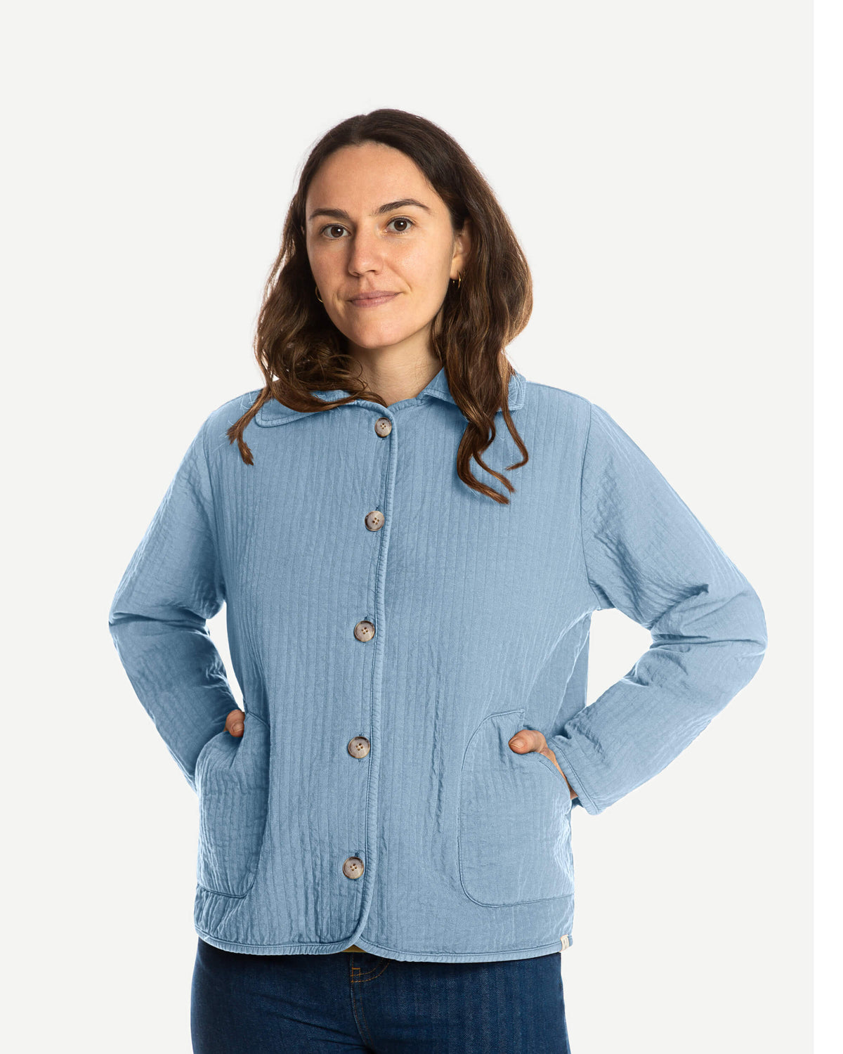 Hellblaue Jacke Quilted aus 100% recycelter Baumwolle von Matona
