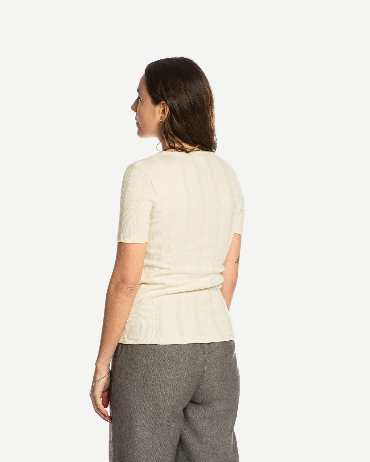 Beiges T-Shirt Ribbed aus Bio-Baumwolle von Matona