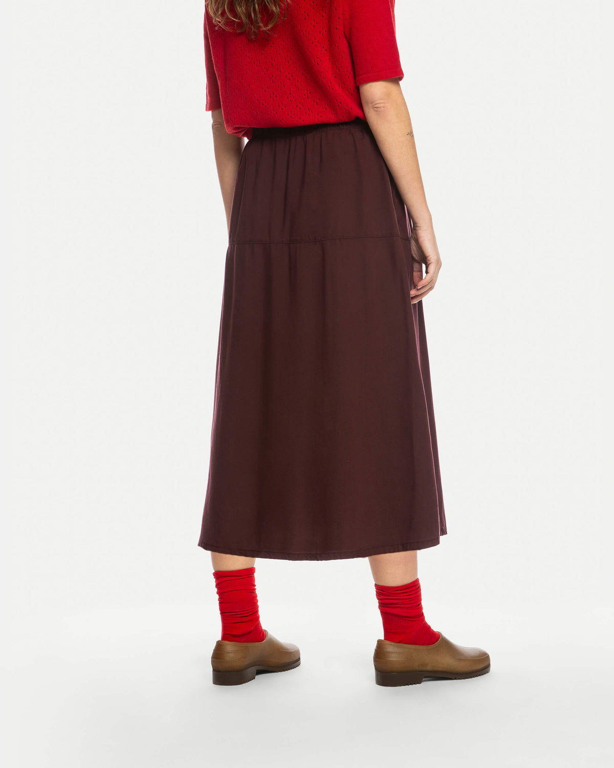 Brauner Rock Midi ruffled aus 100% Tencel von Matona