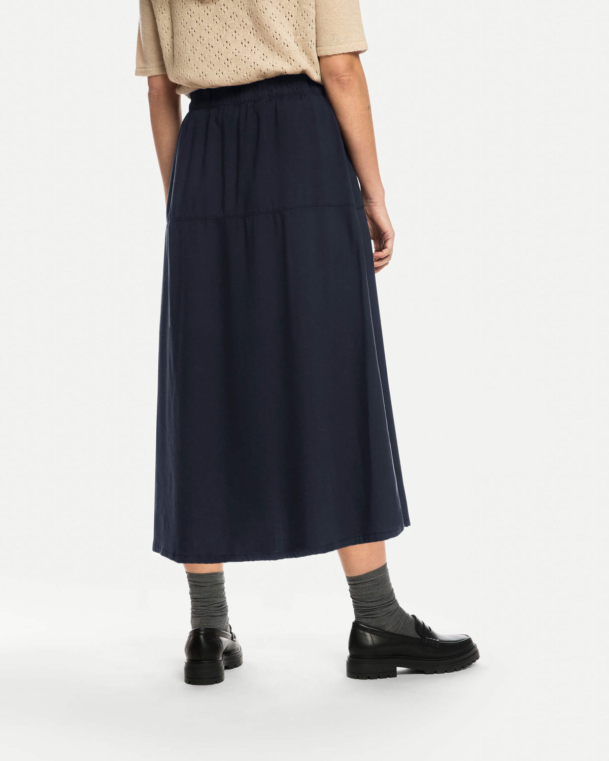 Blauer Rock Midi ruffled aus 100% Tencel von Matona