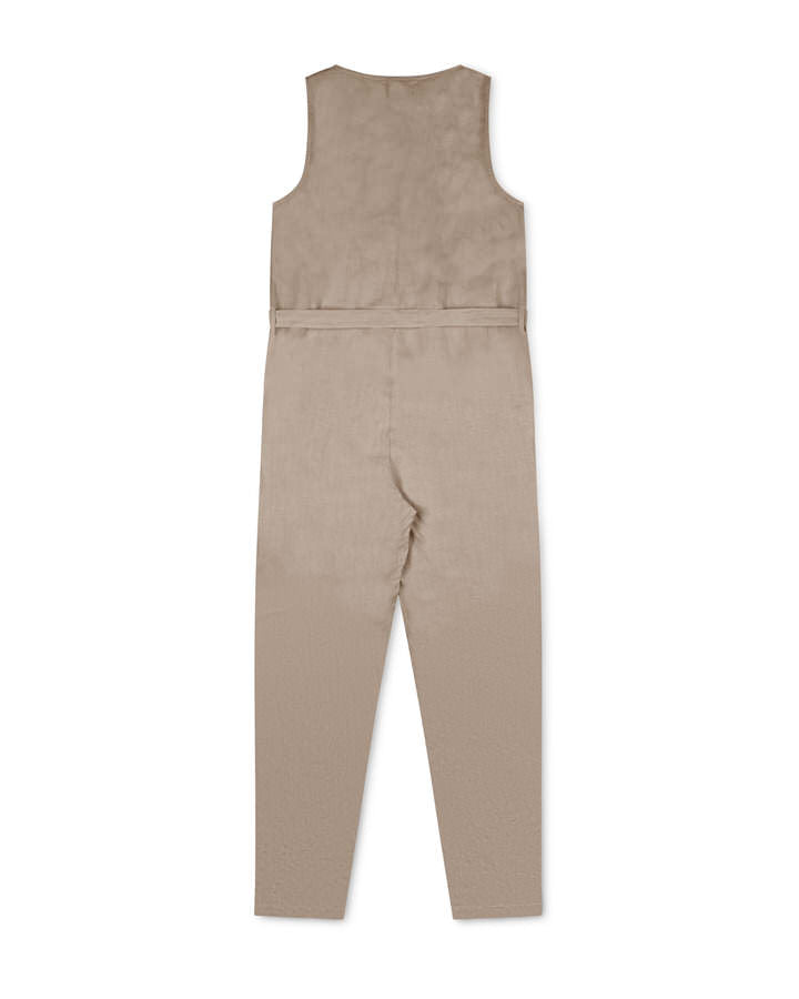 Beige almond overalls made of linen by Matona