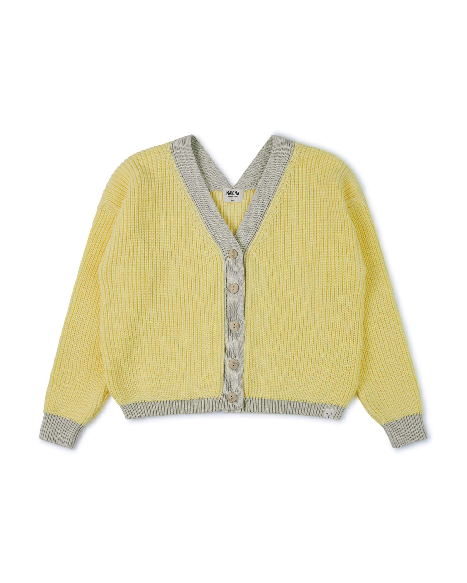 Yellow-beige cardigan made from 100% organic cotton from Matona