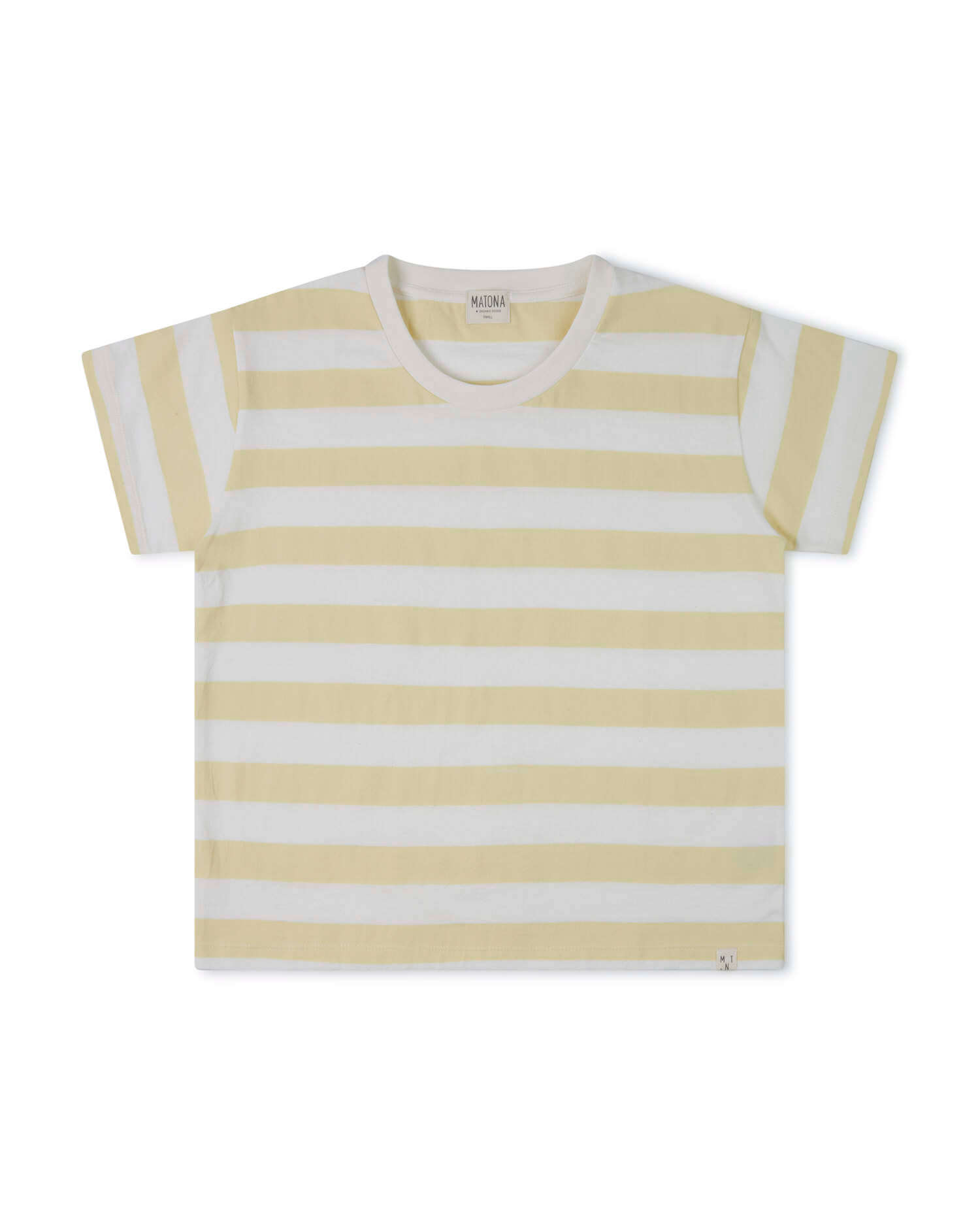 Yellow and white striped T-shirt made from 100% organic cotton from Matona
