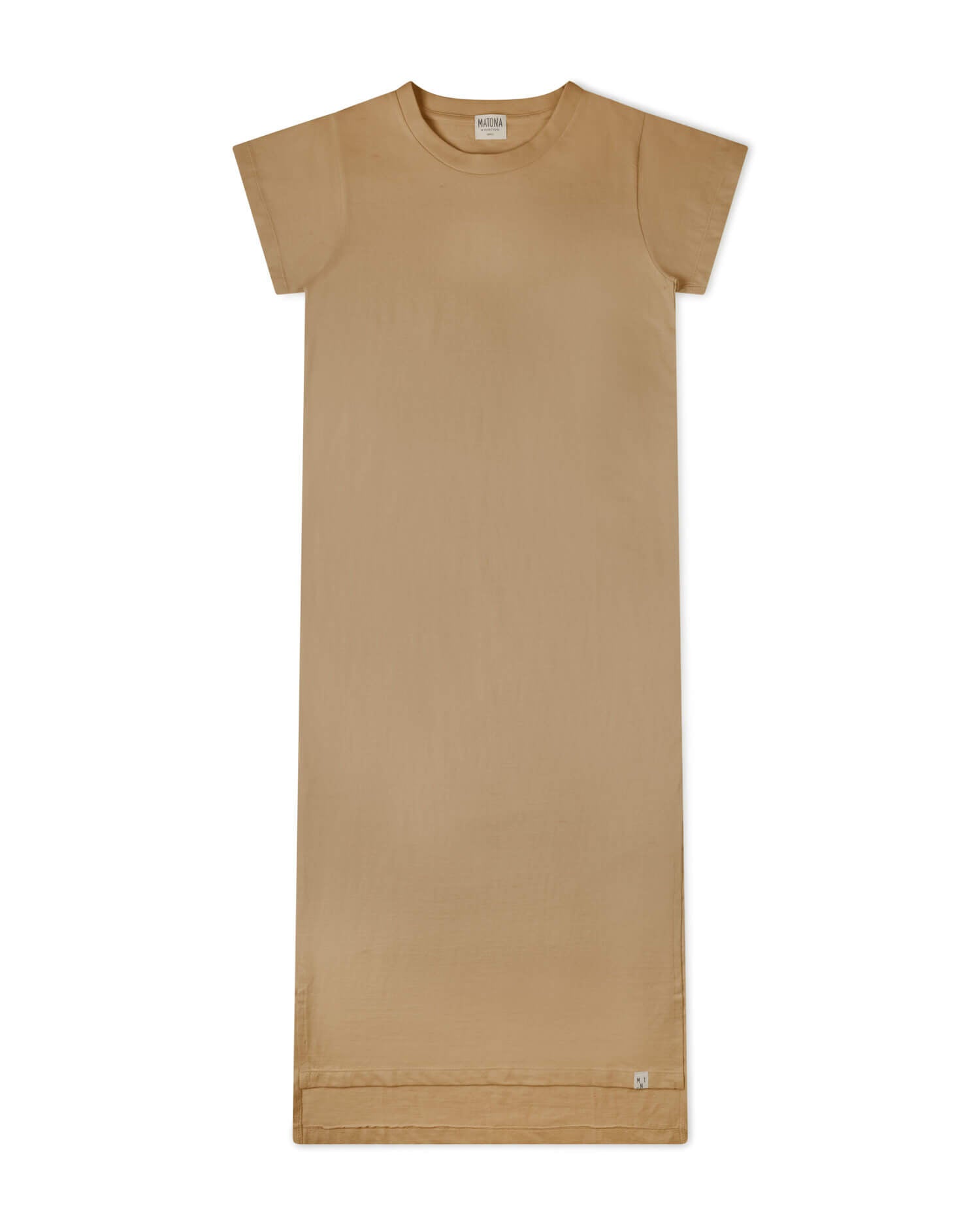Light brown, short-sleeved dress made of organic cotton from Matona