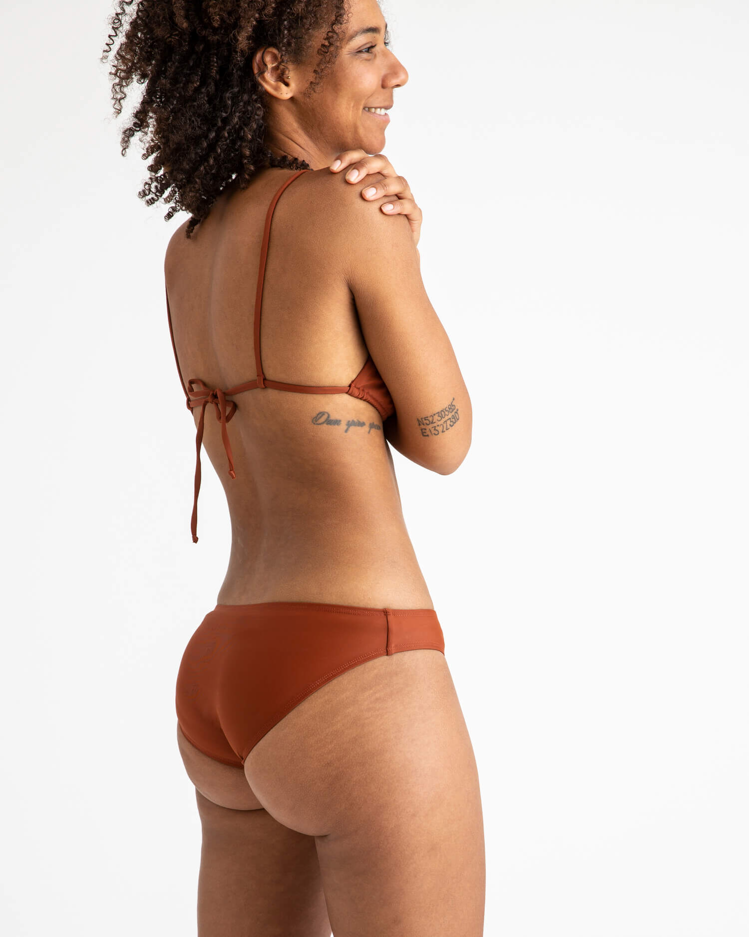 Red-brown bikini bottom made from recycled polyamide from Matona