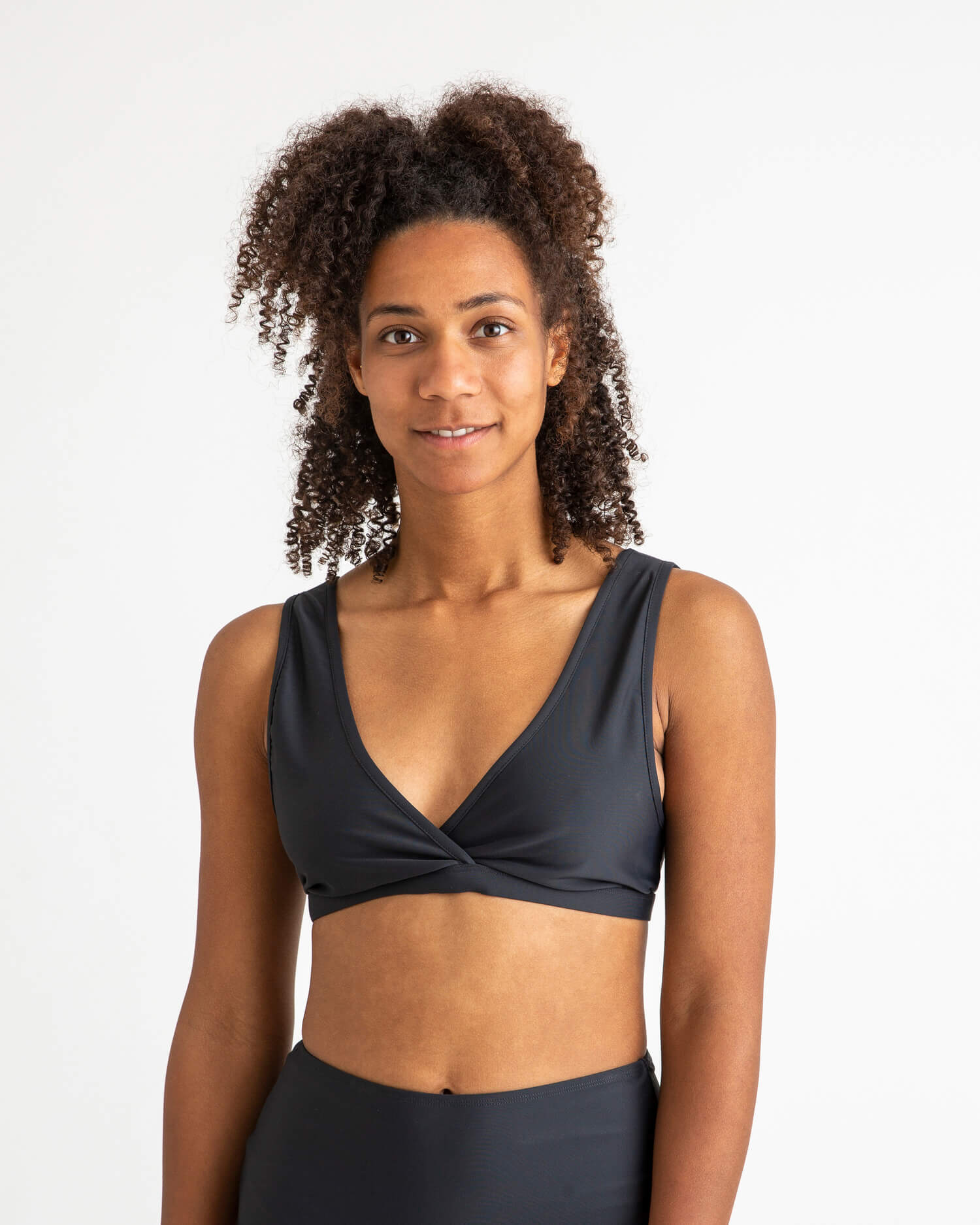 Black bikini top made from recycled polyamide from Matona