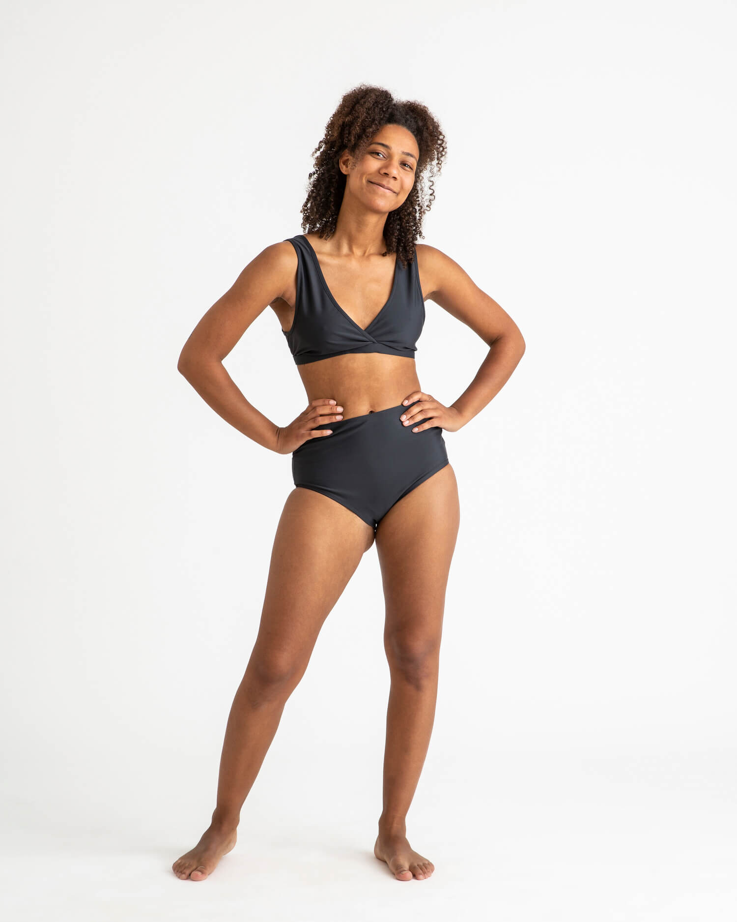 Black bikini top made from recycled polyamide from Matona