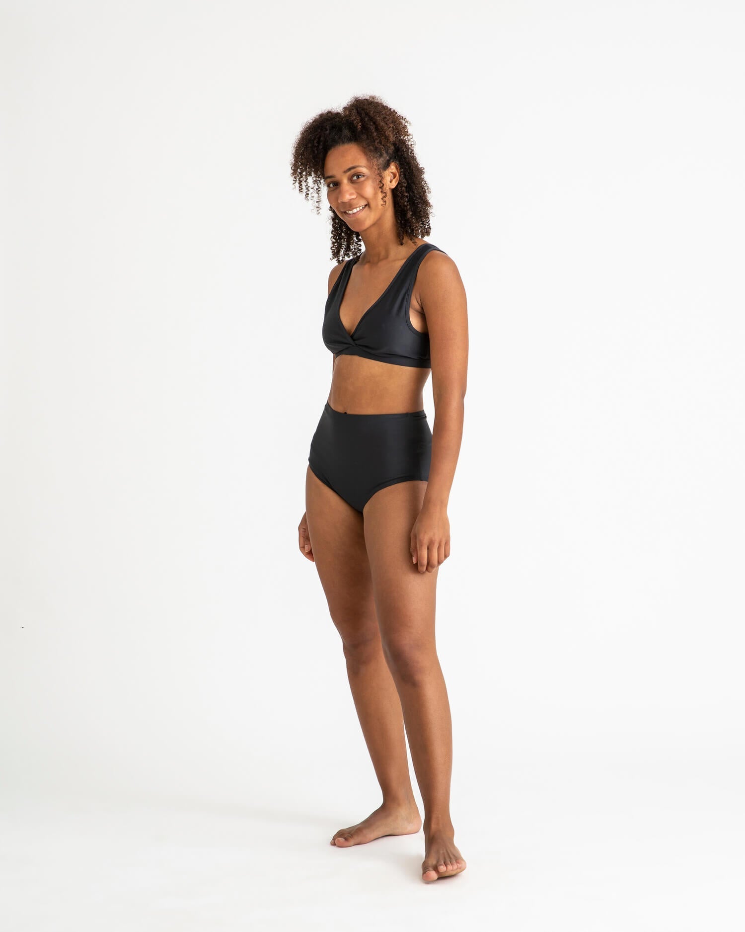 Black bikini top made from recycled polyamide from Matona