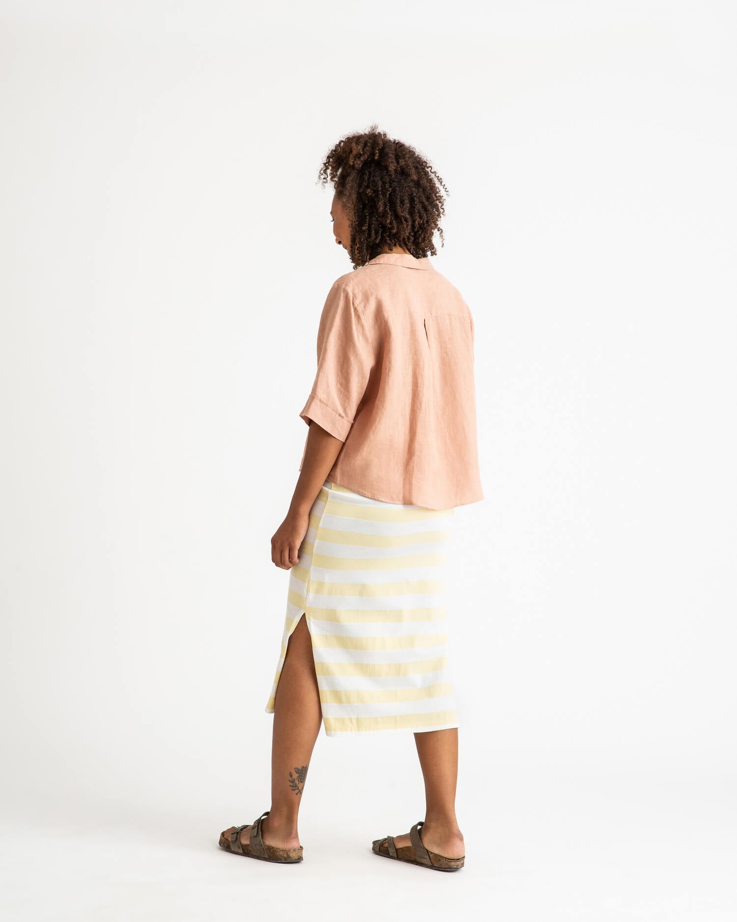 Yellow and white striped skirt made of 100% organic cotton from Matona