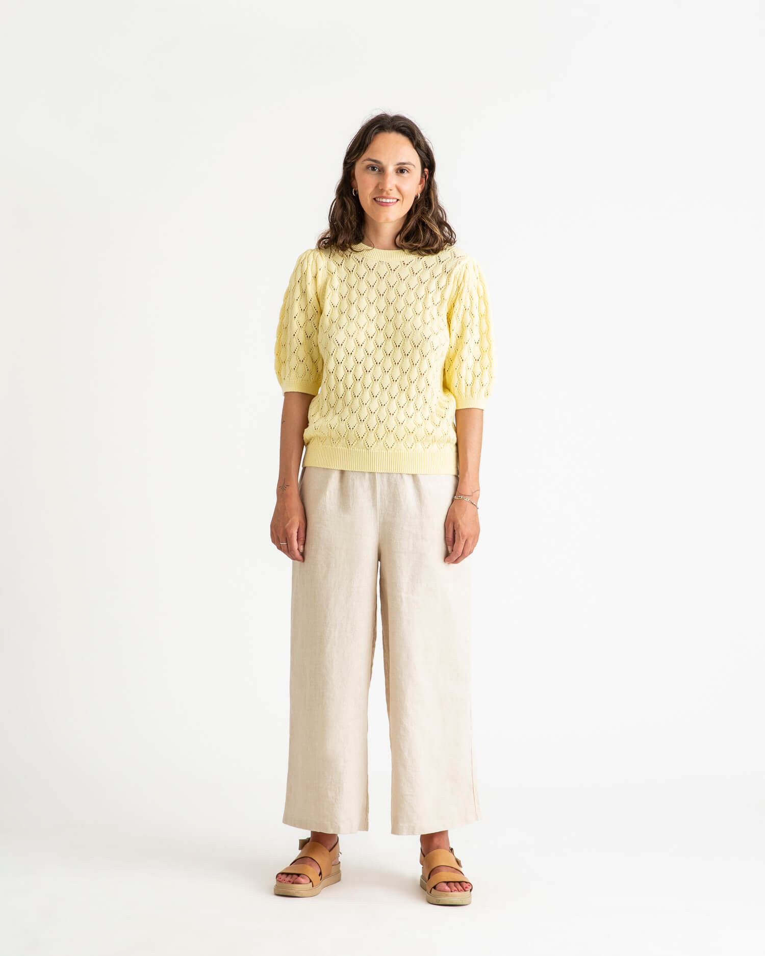 Chemisier tricoté jaune en coton 100% biologique de Matona