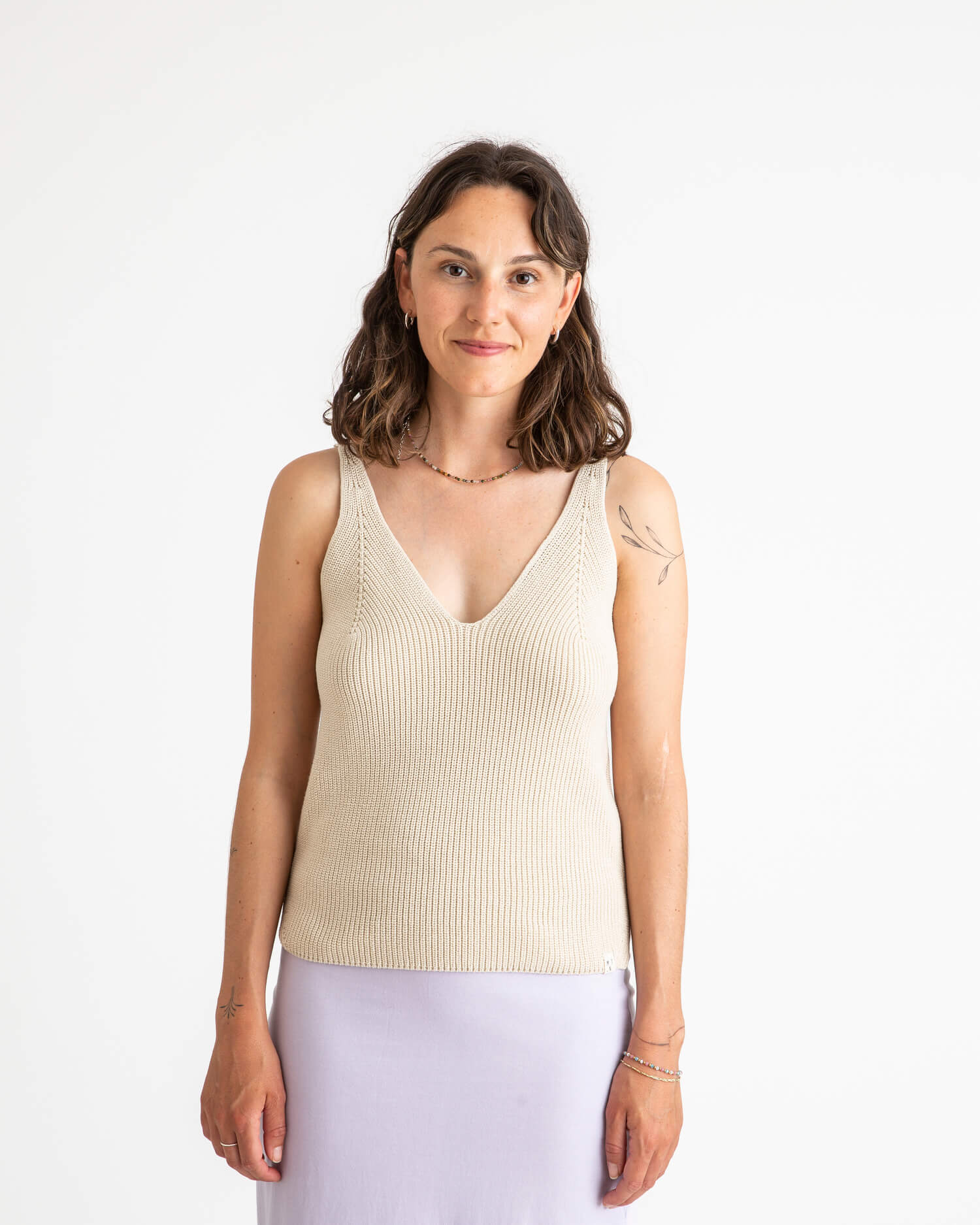 White, knitted tank top made from 100% organic cotton from Matona