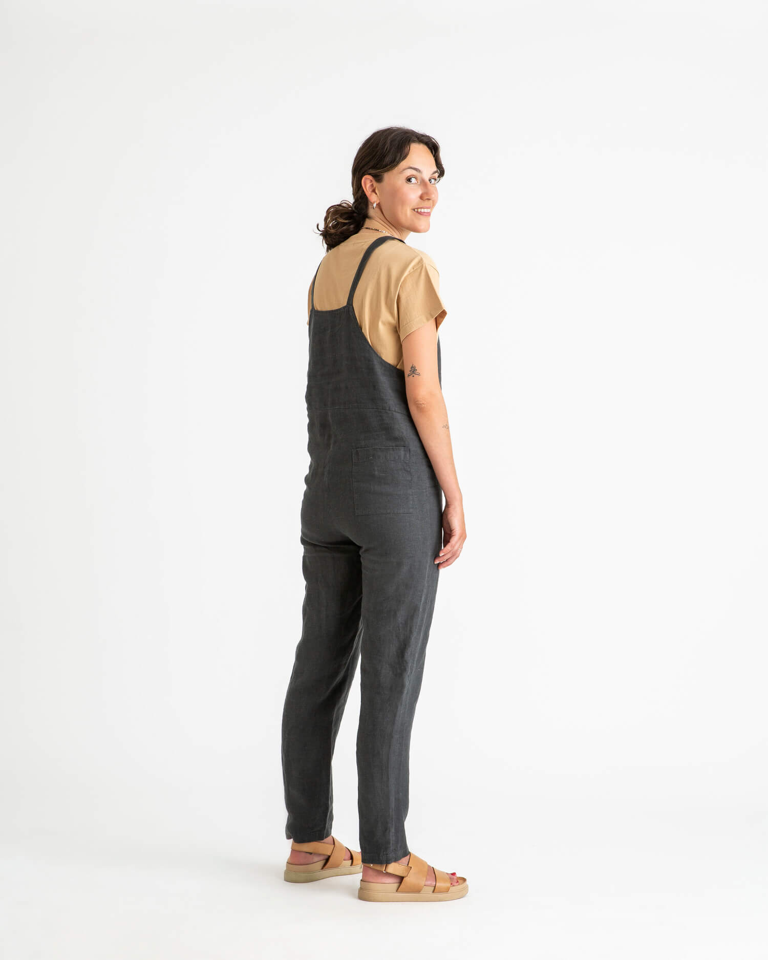 Black linen jumpsuit from Matona
