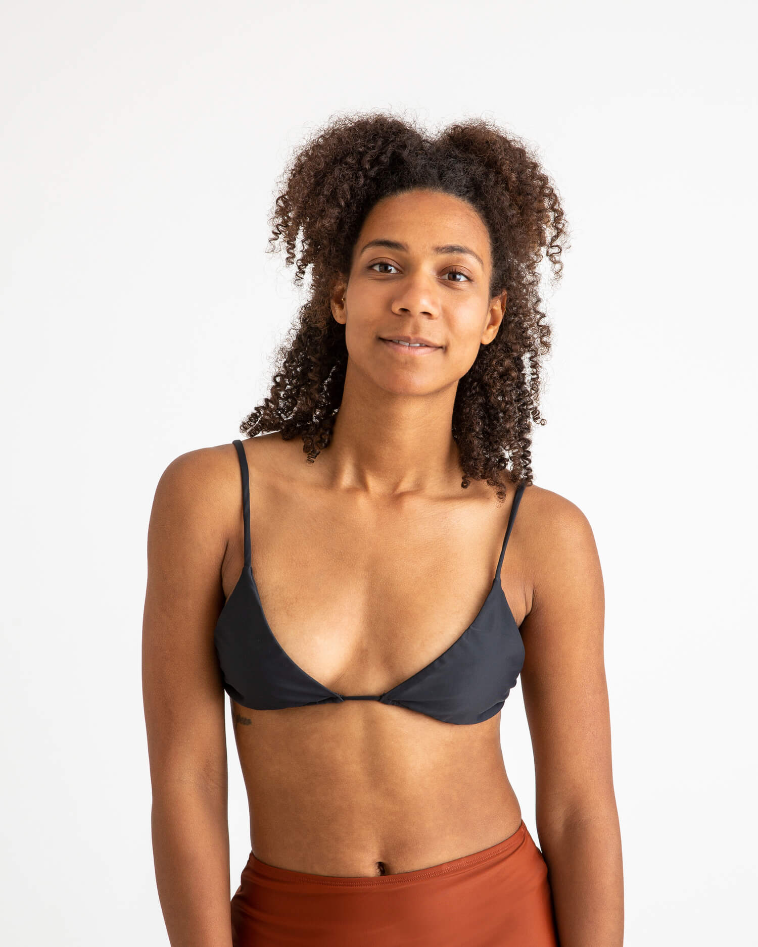 Black triangle bikini top made from recycled polyamide from Matona