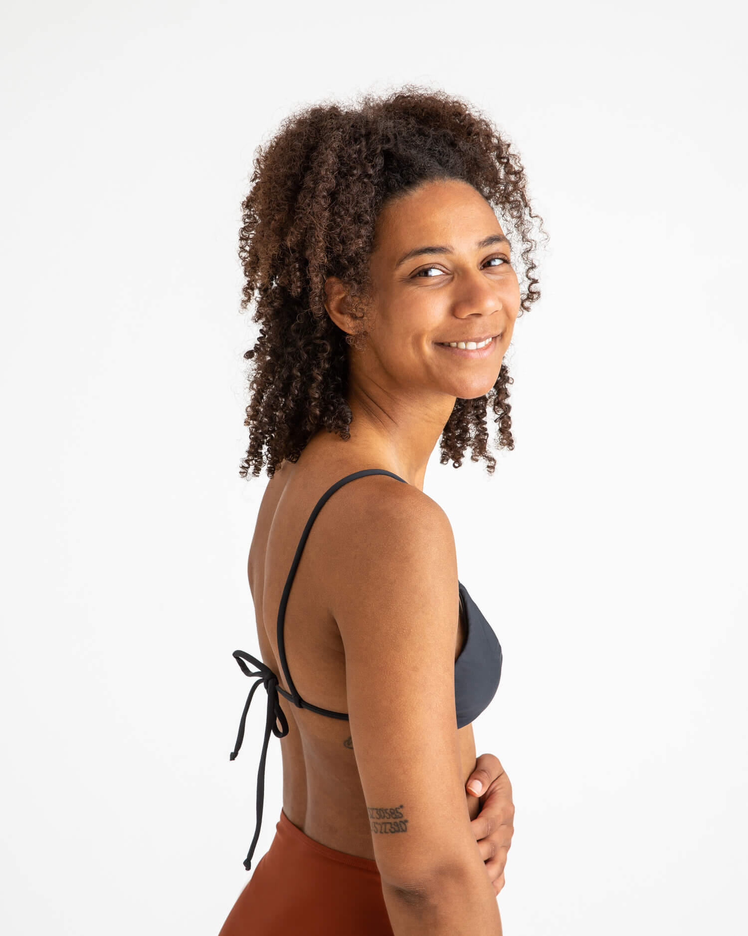 Black triangle bikini top made from recycled polyamide from Matona