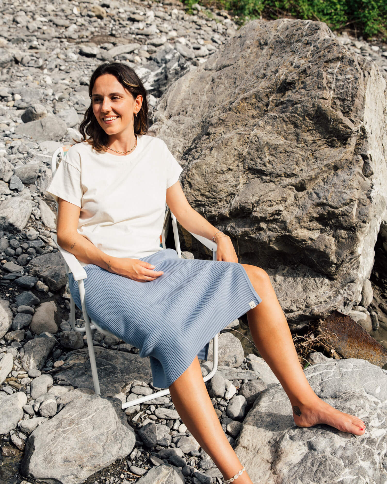 Yellow and white striped T-shirt made from 100% organic cotton from Matona