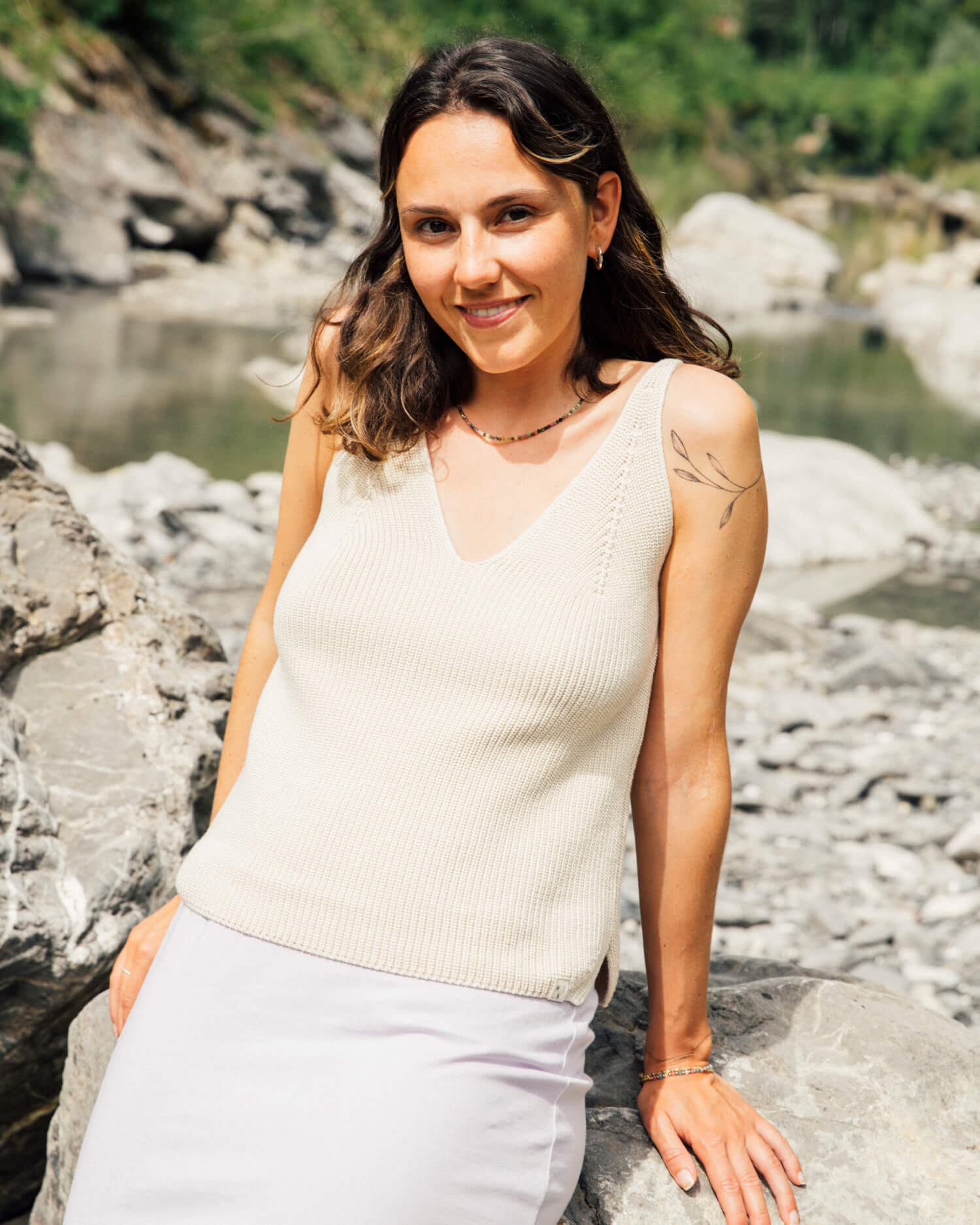 White, knitted tank top made from 100% organic cotton from Matona