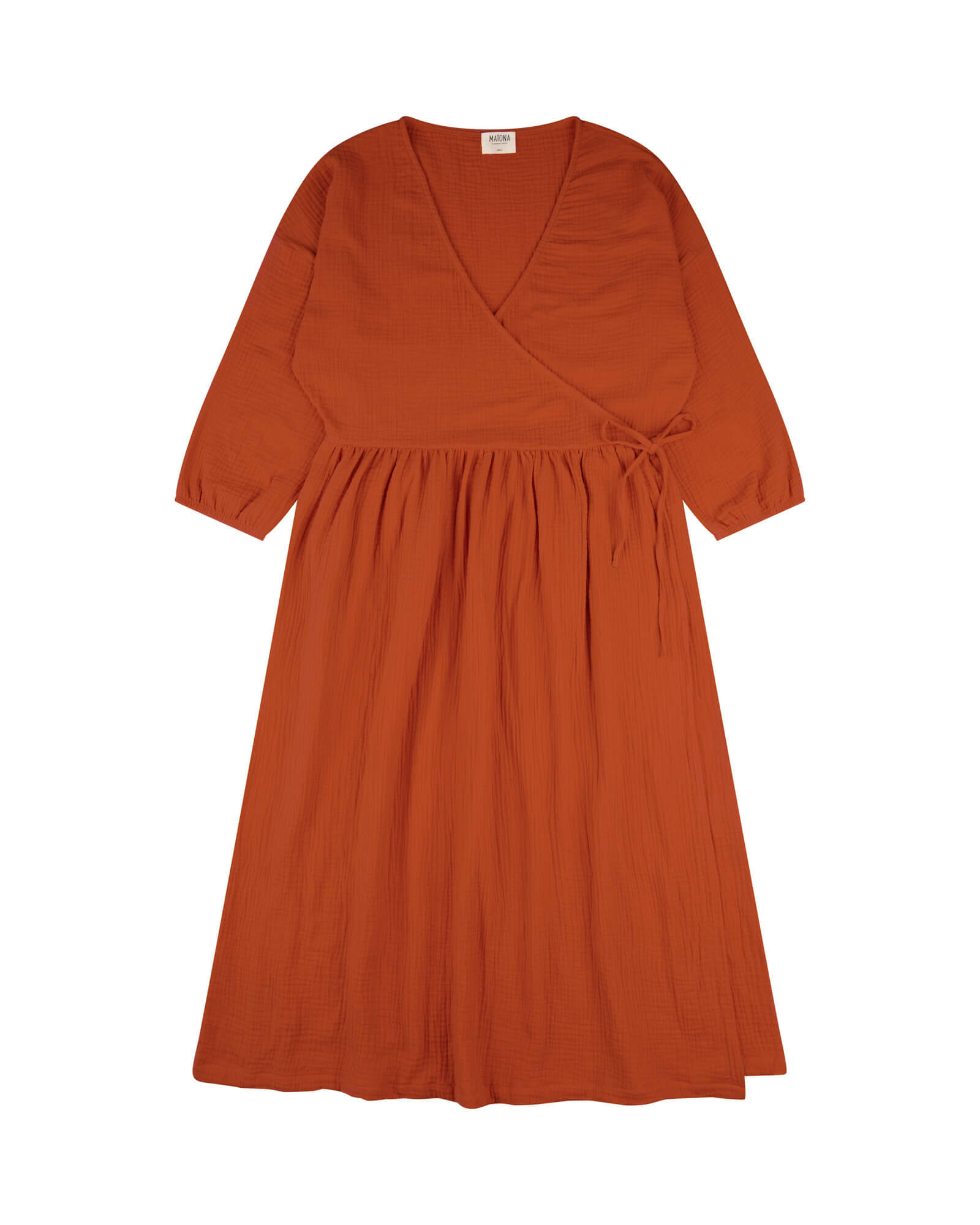 Rotes Kleid aus 100% Bio-Baumwoll-Musselin von Matona