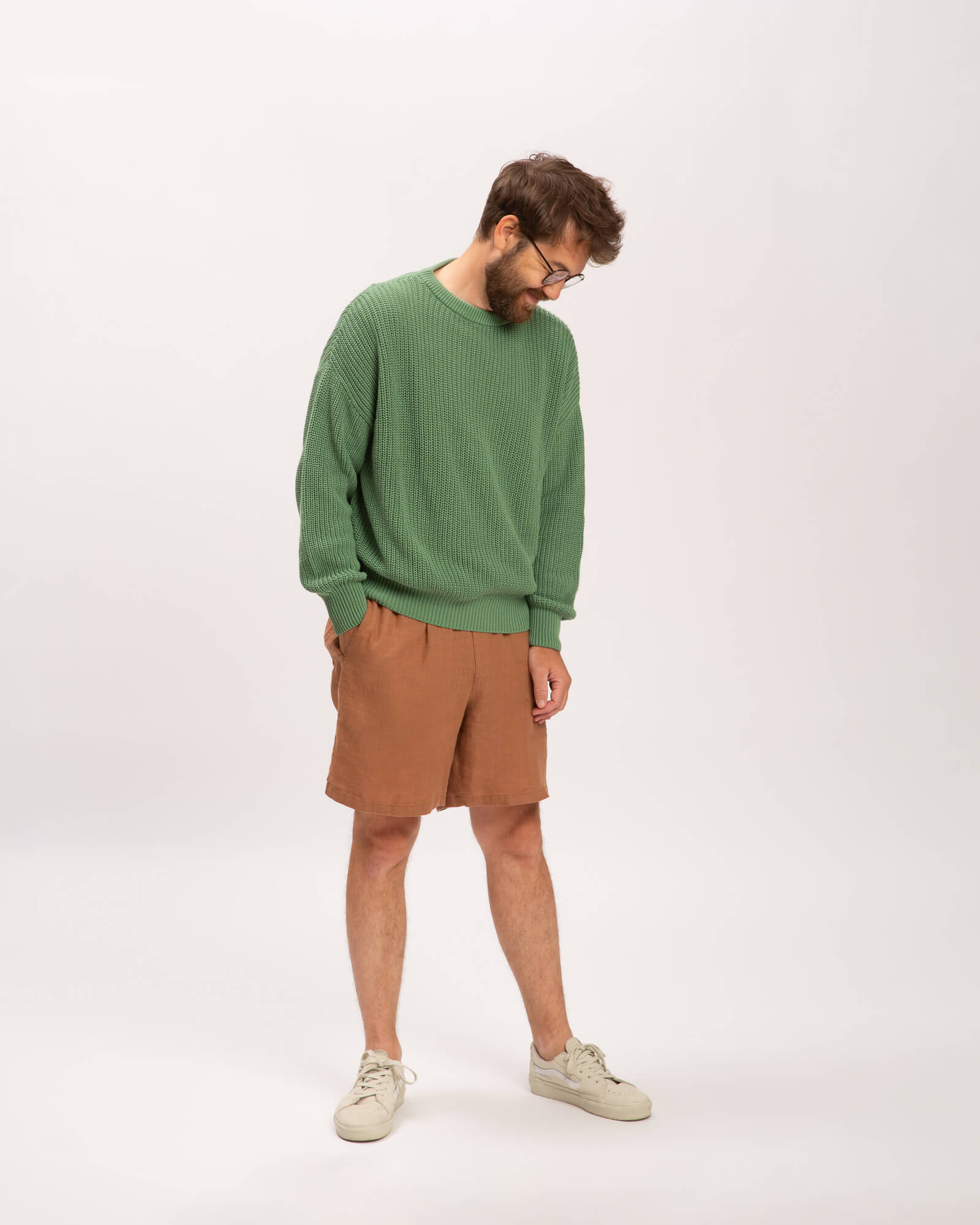 Green cotton knit sweater by Matona