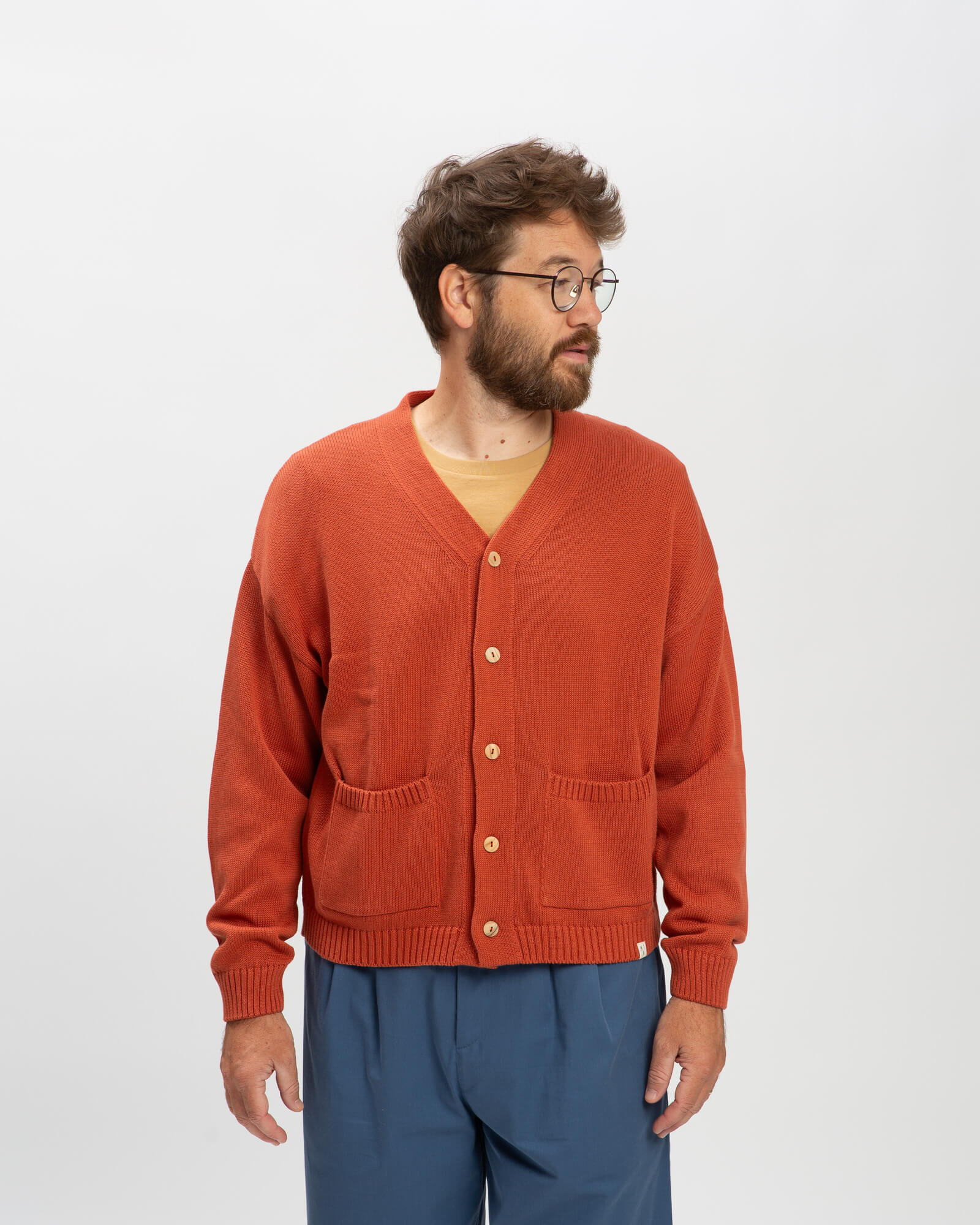 Roter Cardigan Magma aus 100% Bio-Baumwolle von Matona