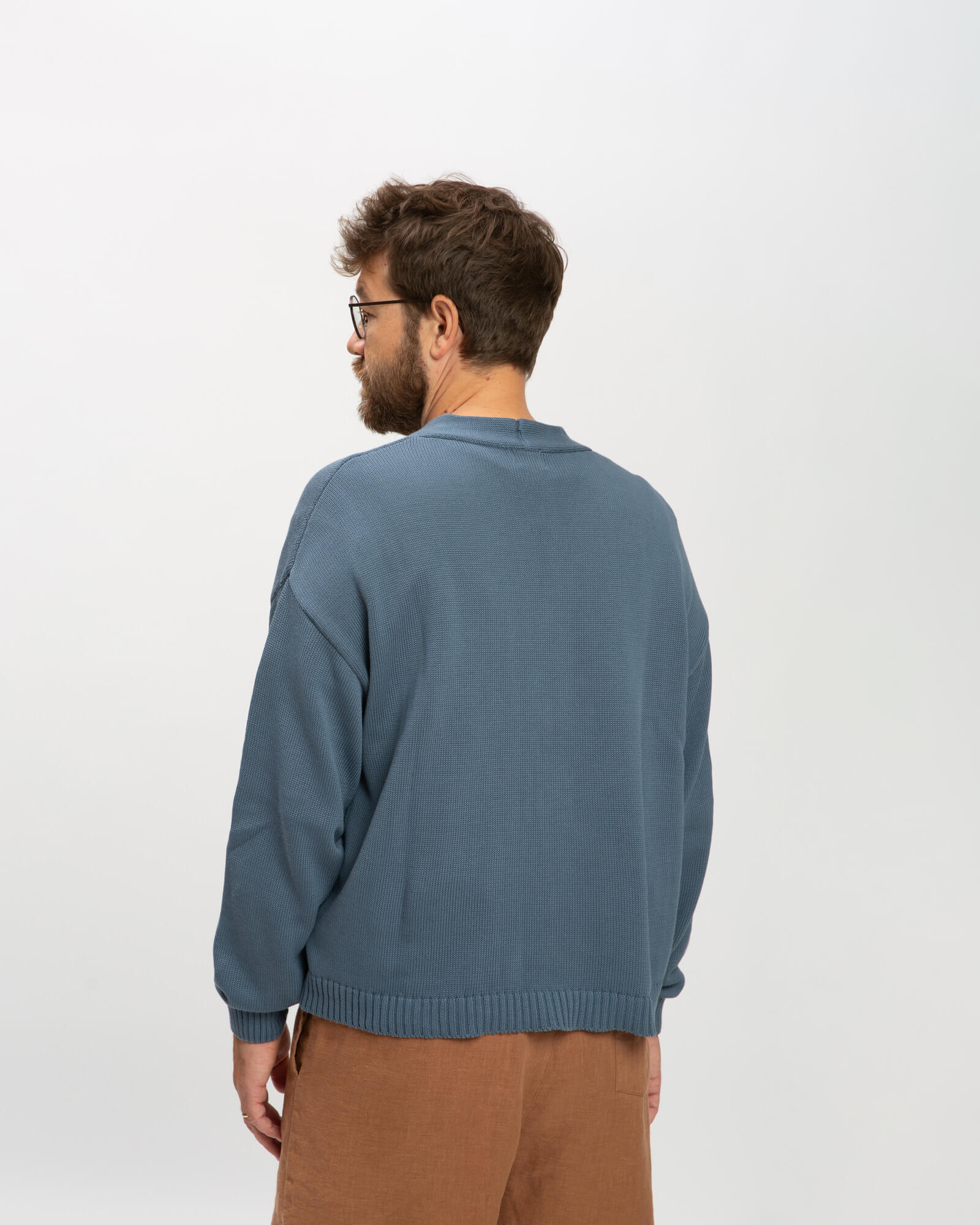 Blauer Cardigan aus 100% Bio-Baumwolle von Matona