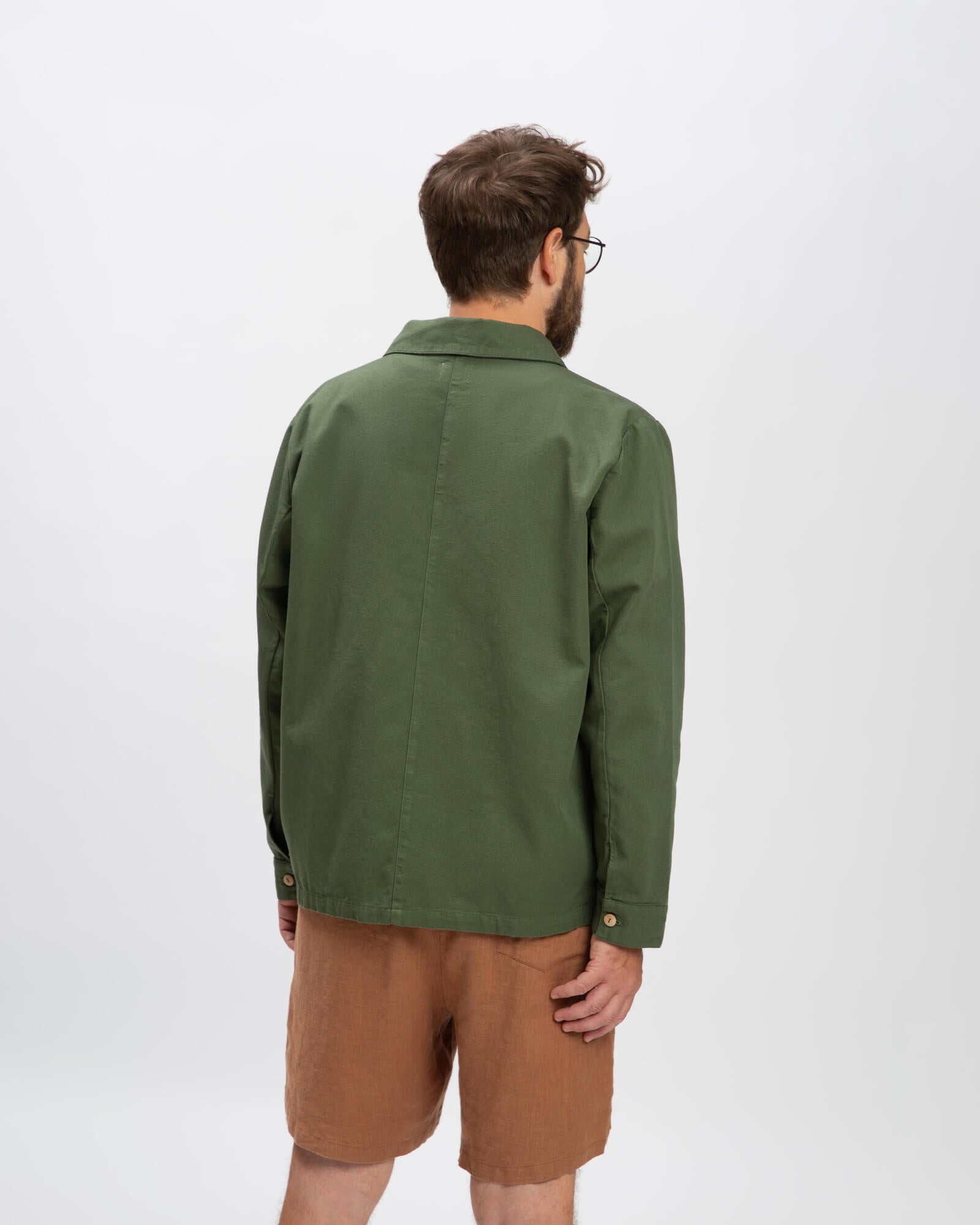 Green cotton workwear shirt jacket from Matona