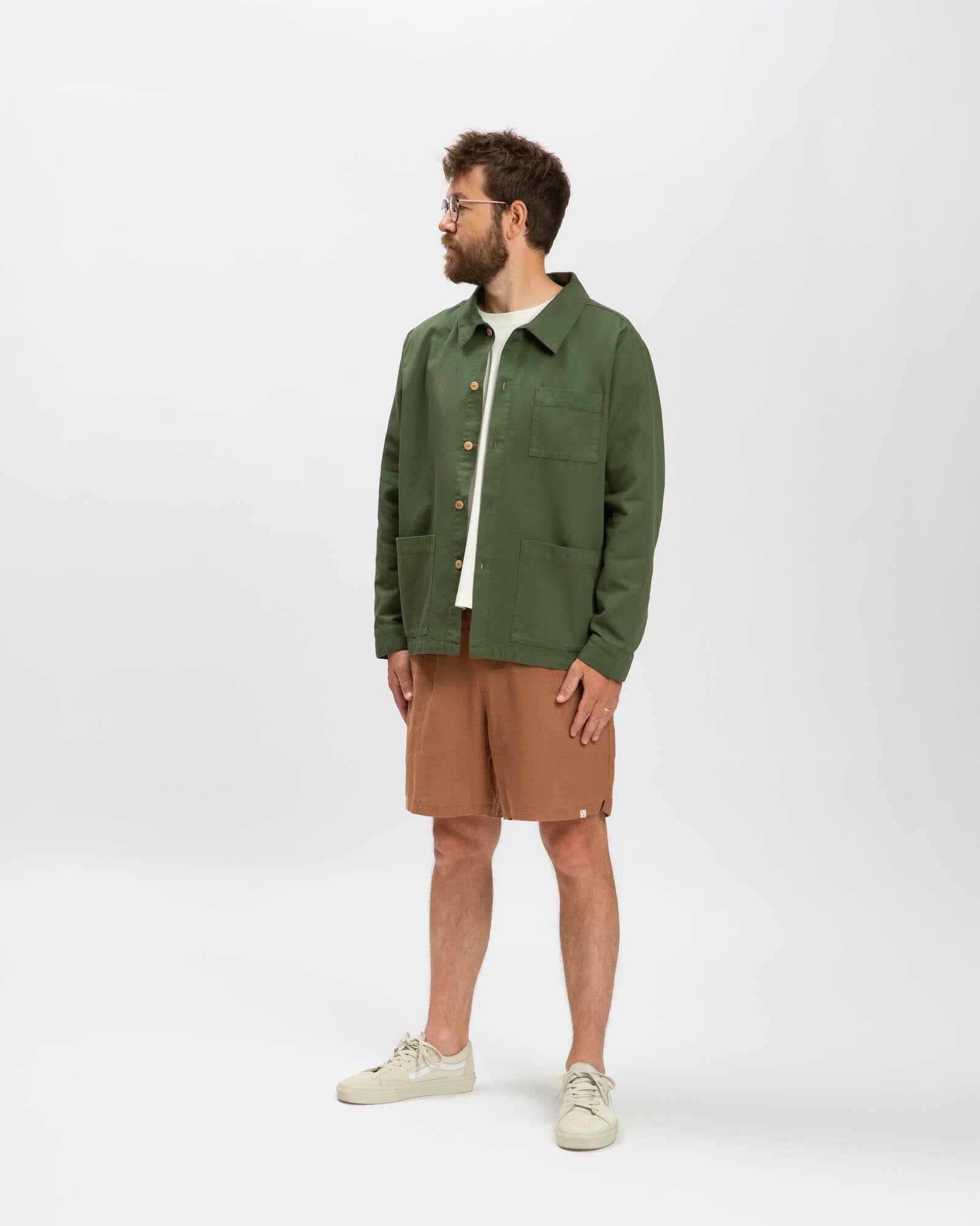 Green cotton workwear shirt jacket from Matona