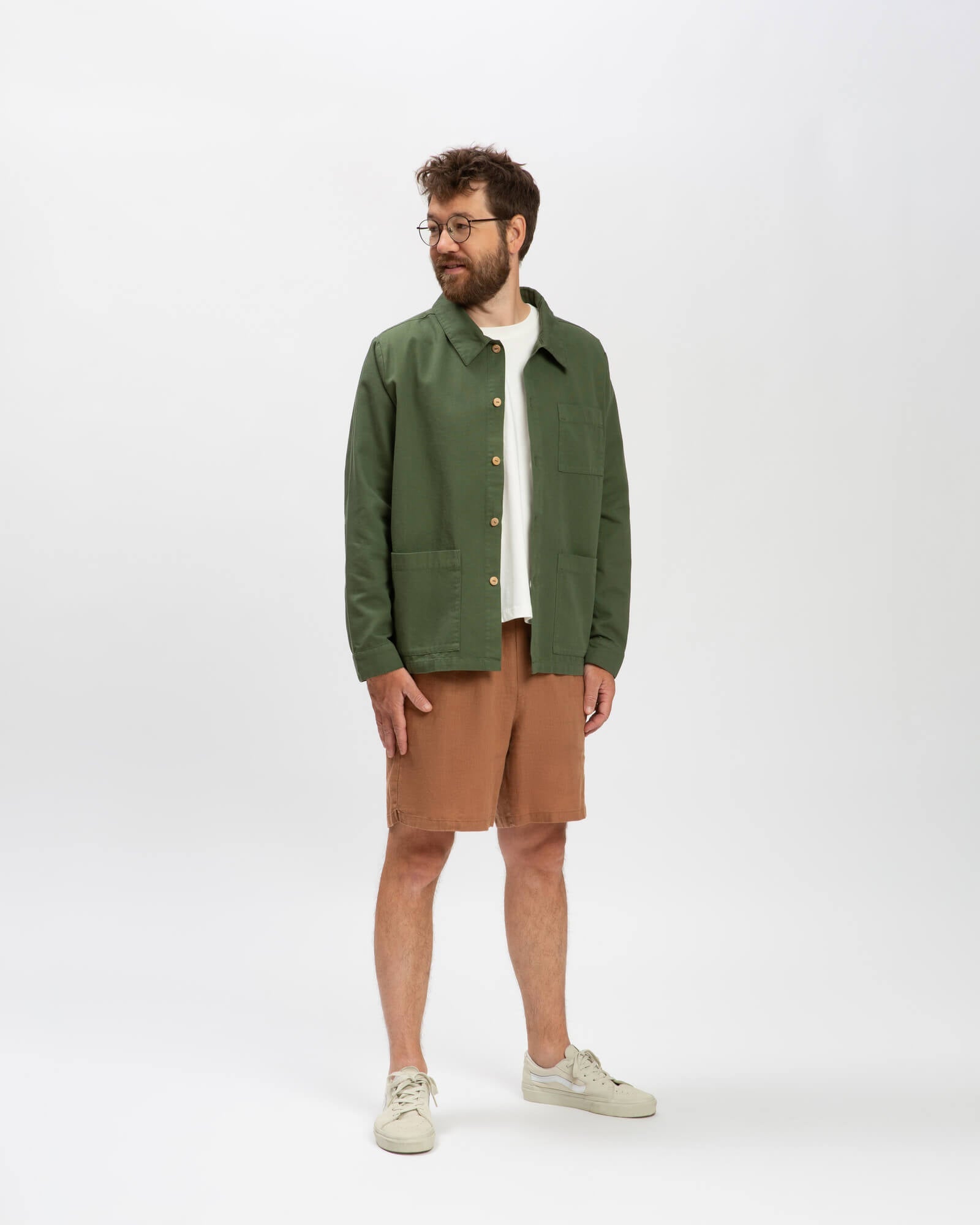 Green cotton workwear shirt jacket from Matona