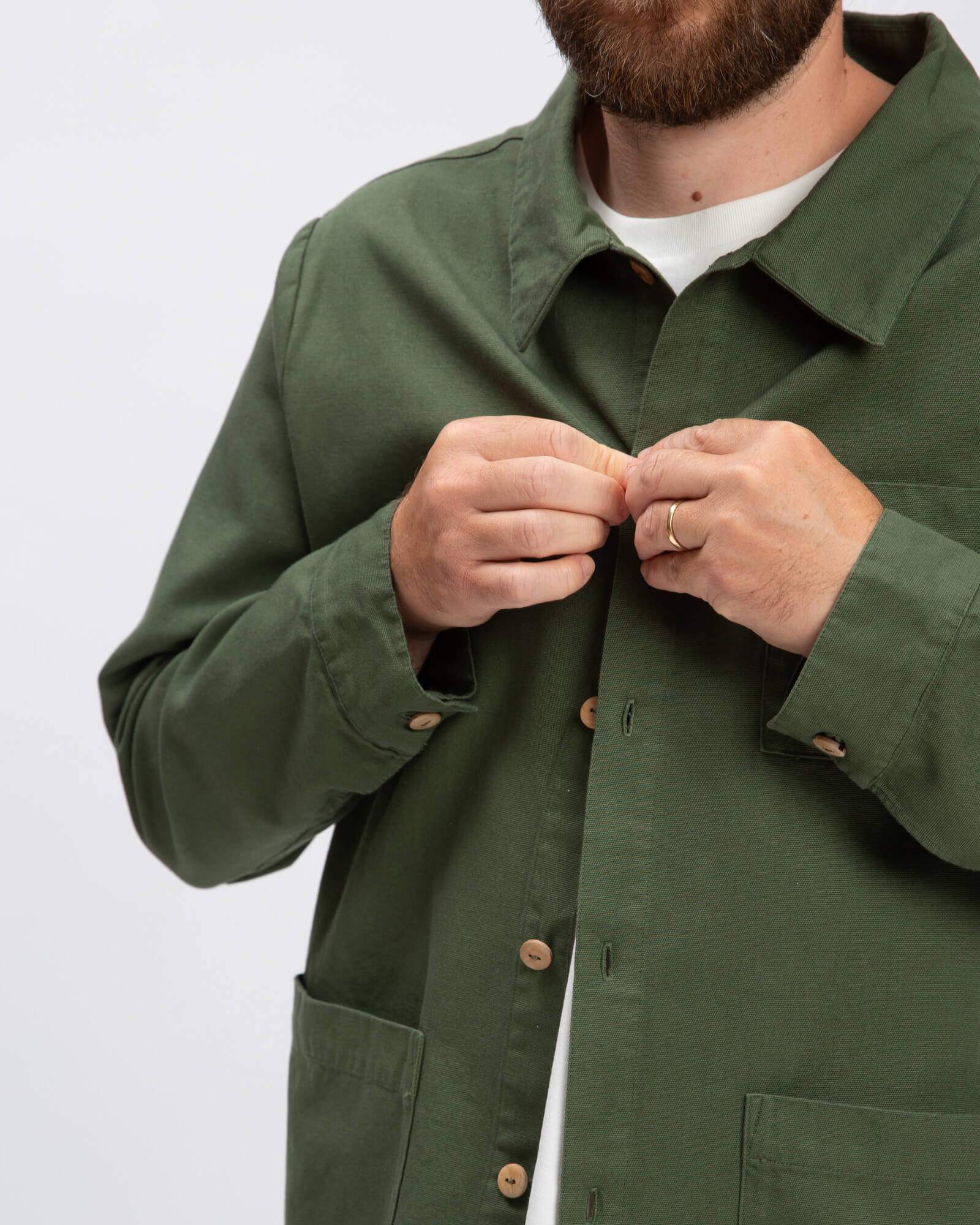 Green cotton workwear shirt jacket from Matona