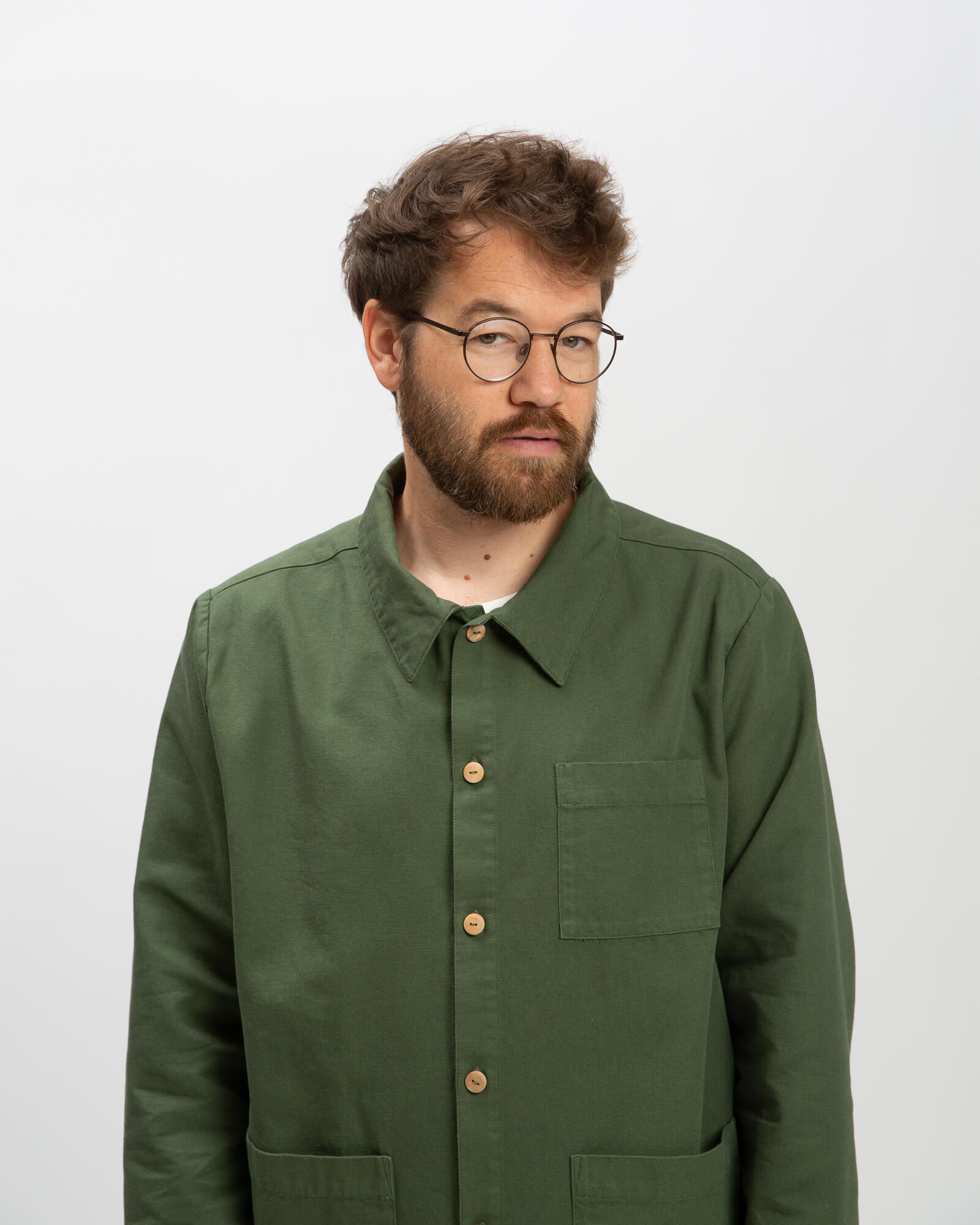 Green cotton workwear shirt jacket from Matona